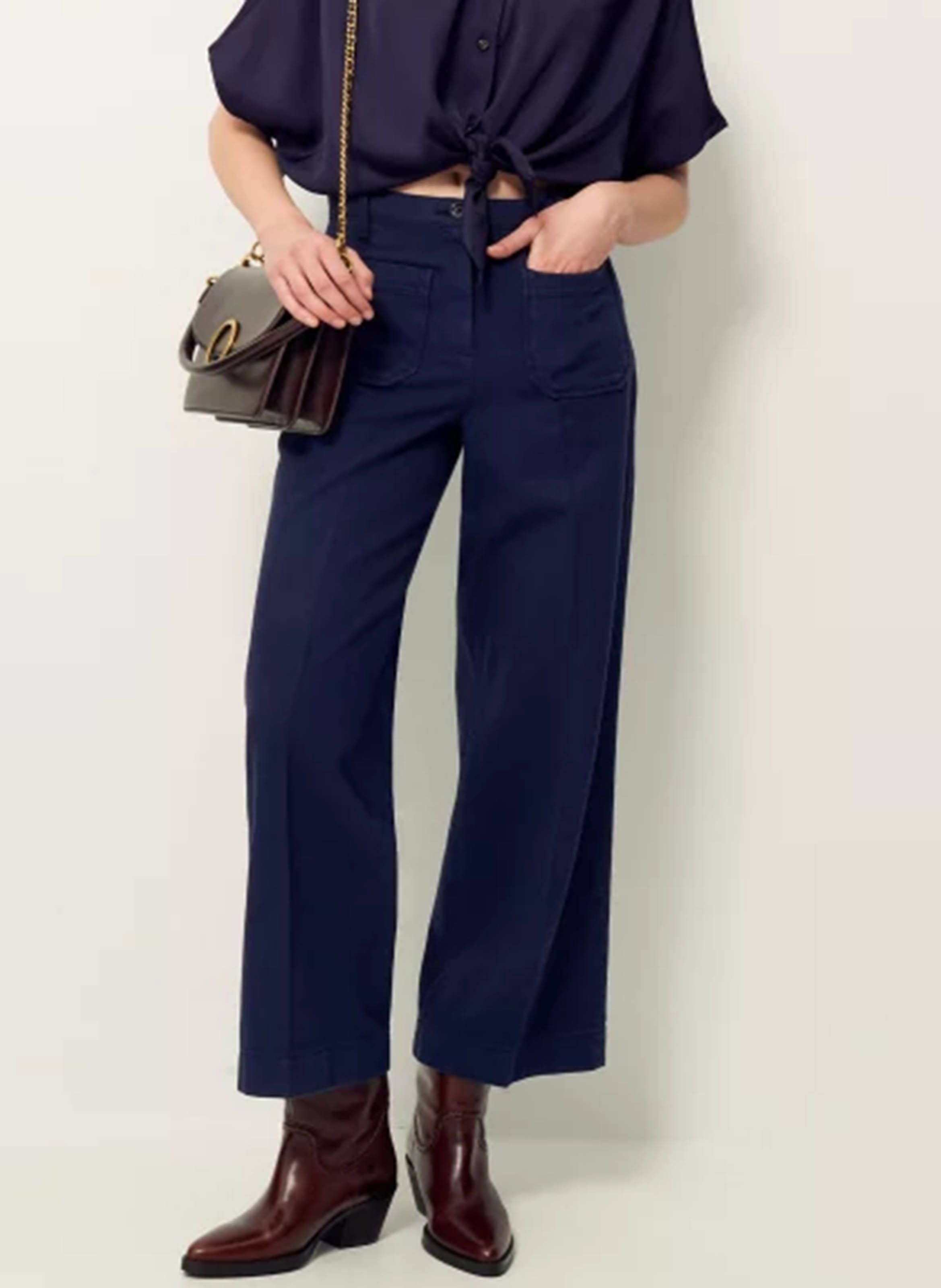 SESSUN Jean droit taille haute en coton aldricks Bleu