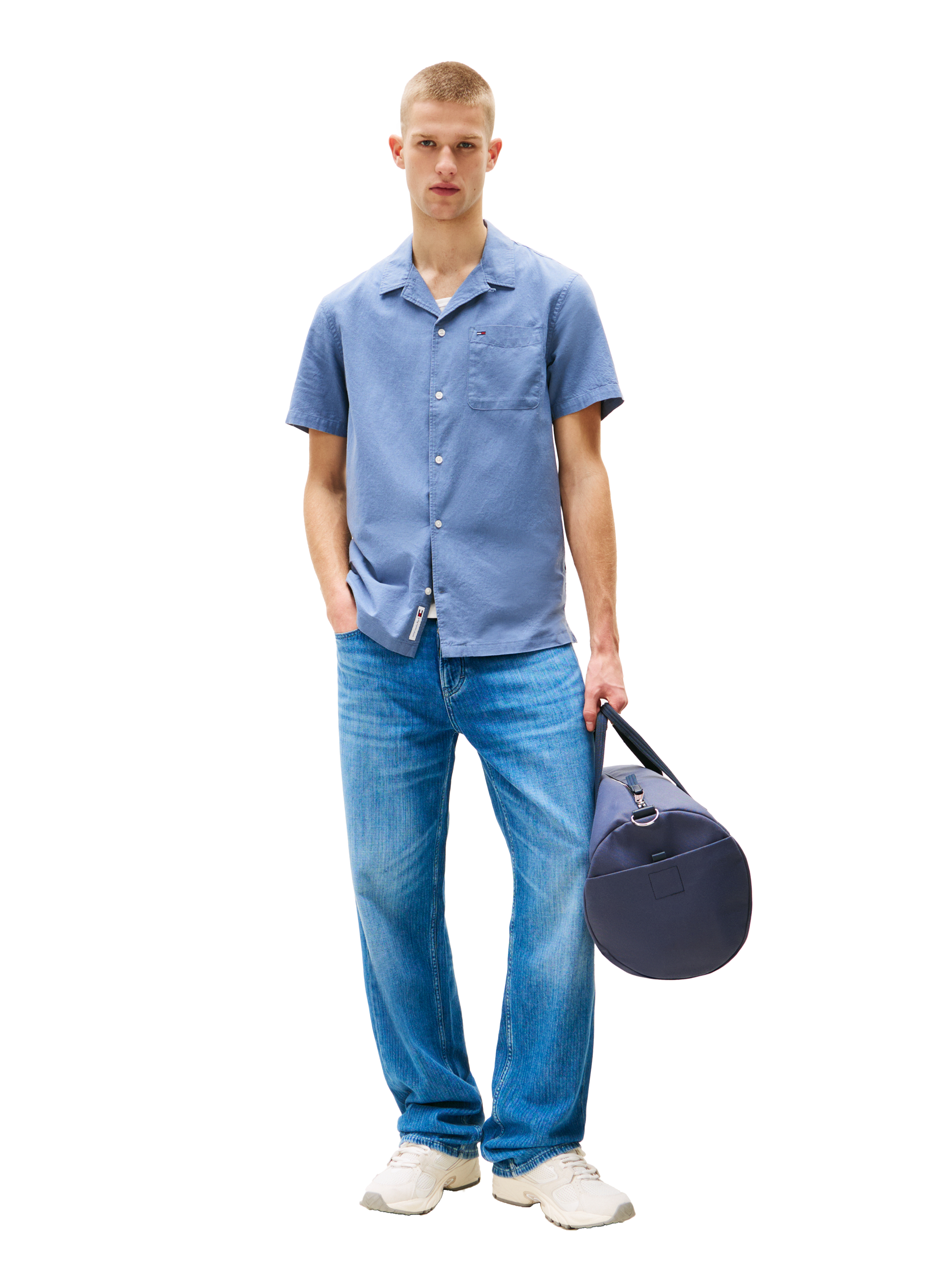 Cotton and linen shirt TOMMY HILFIGER Blue