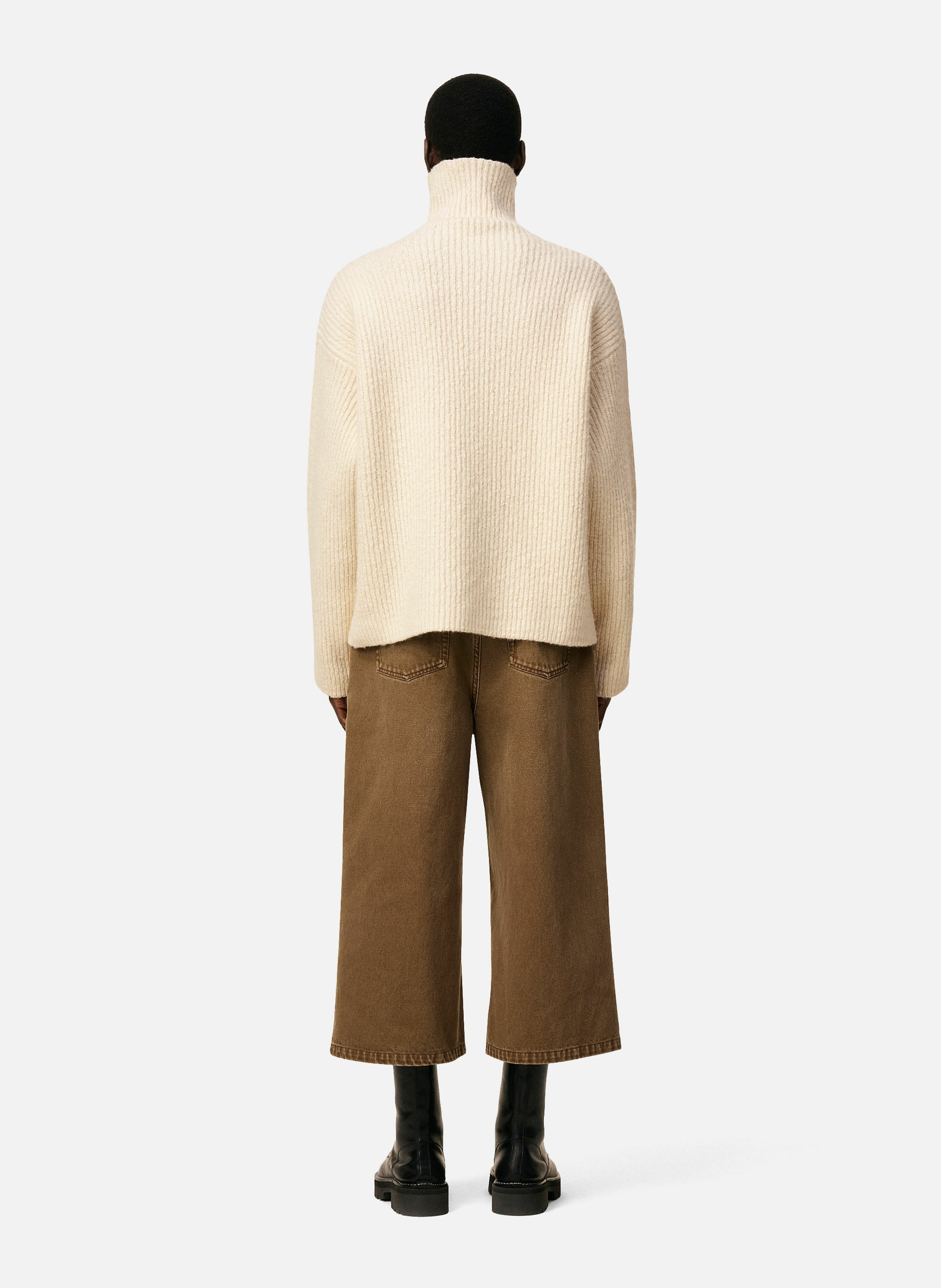 Pull col cheminée en laine unisexe AMI PARIS Blanc