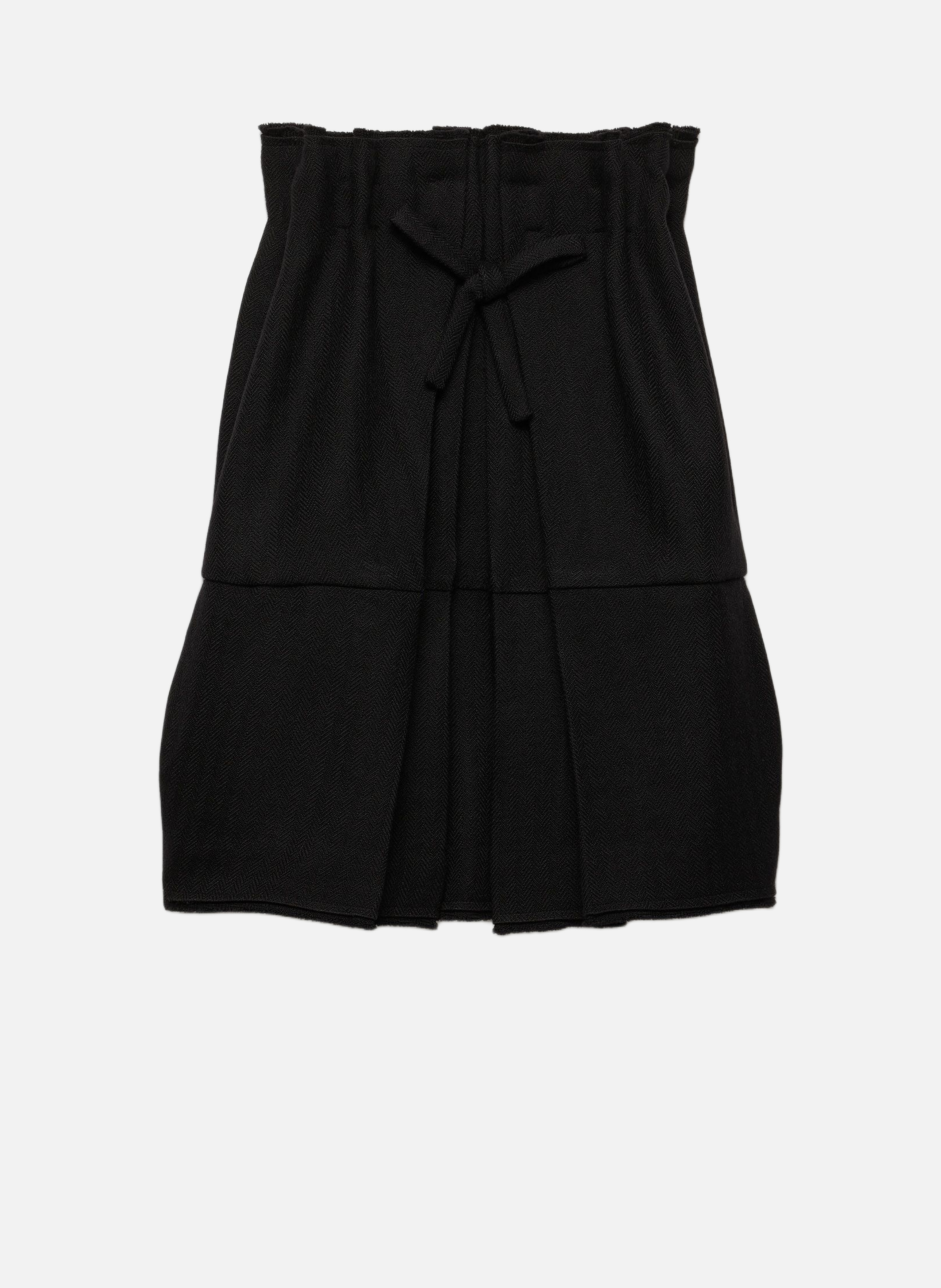 PRADA Robe courte en laine à chevrons Noir