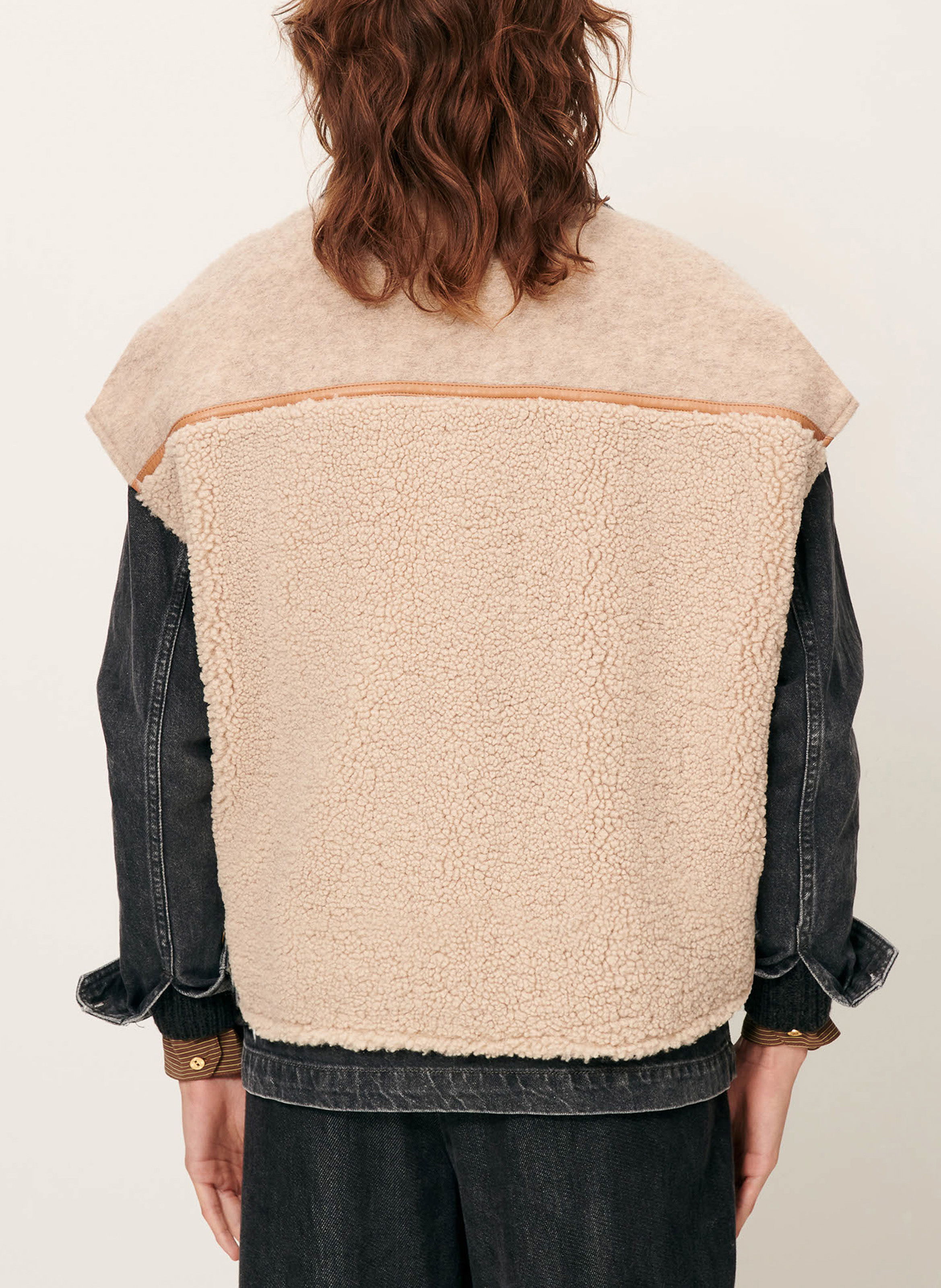 Veste sans manches zippée en fourrure bouclée mounty SESSUN Beige