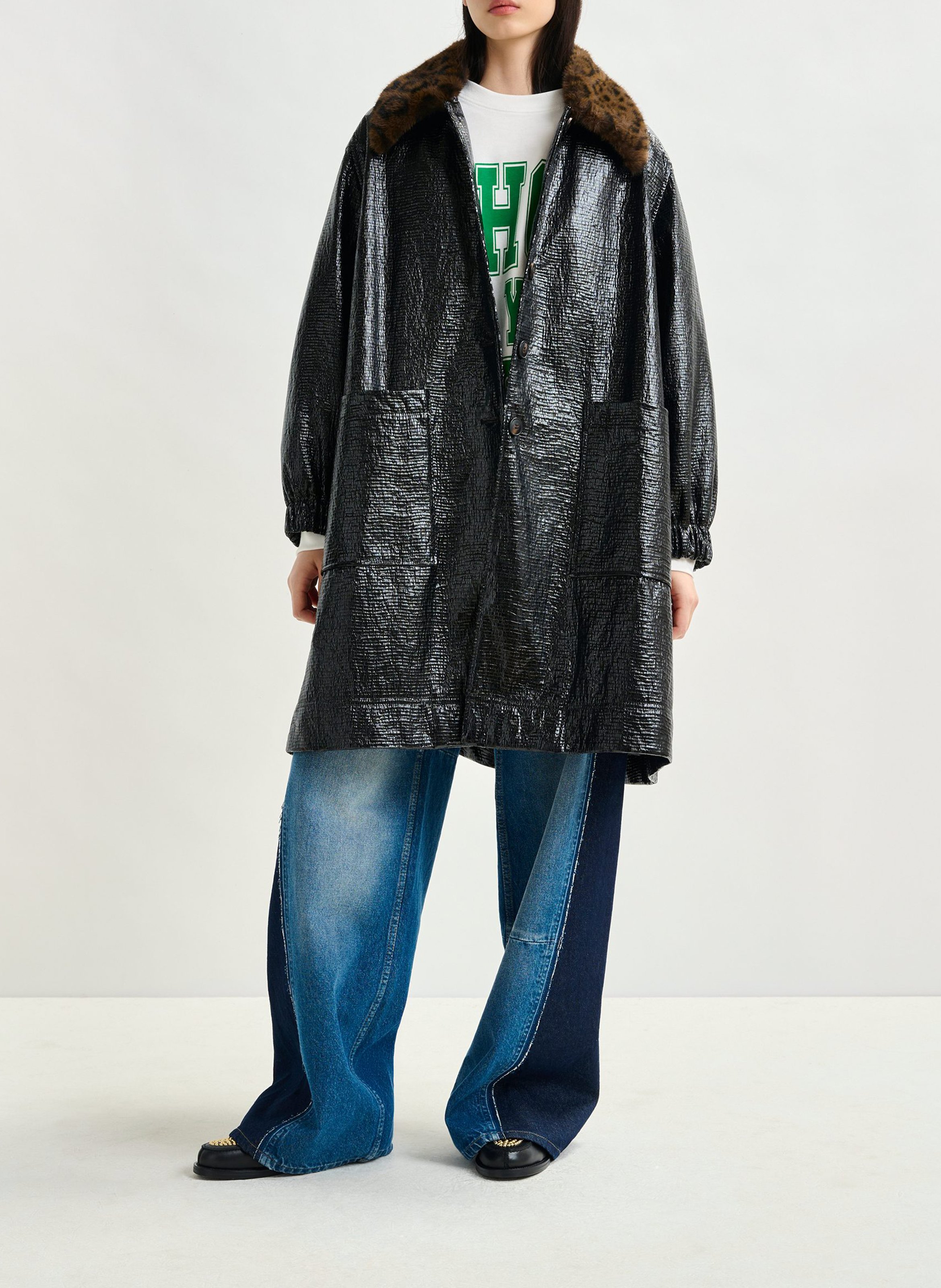 Manteau col effet fourrure iom ESSENTIEL ANTWERP Bleu