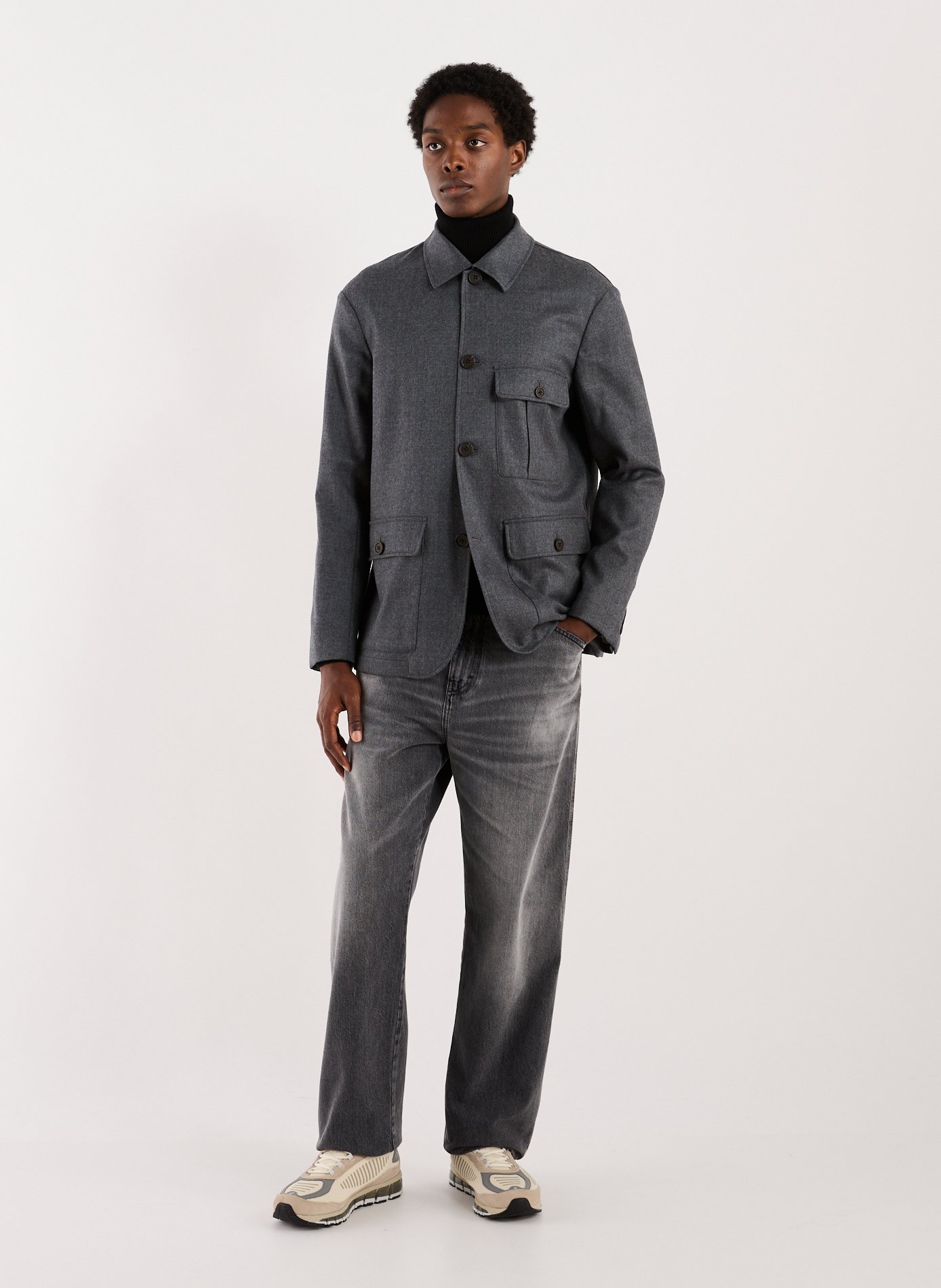 Jacket with classic collar in wool blend EMPORIO ARMANI Grey