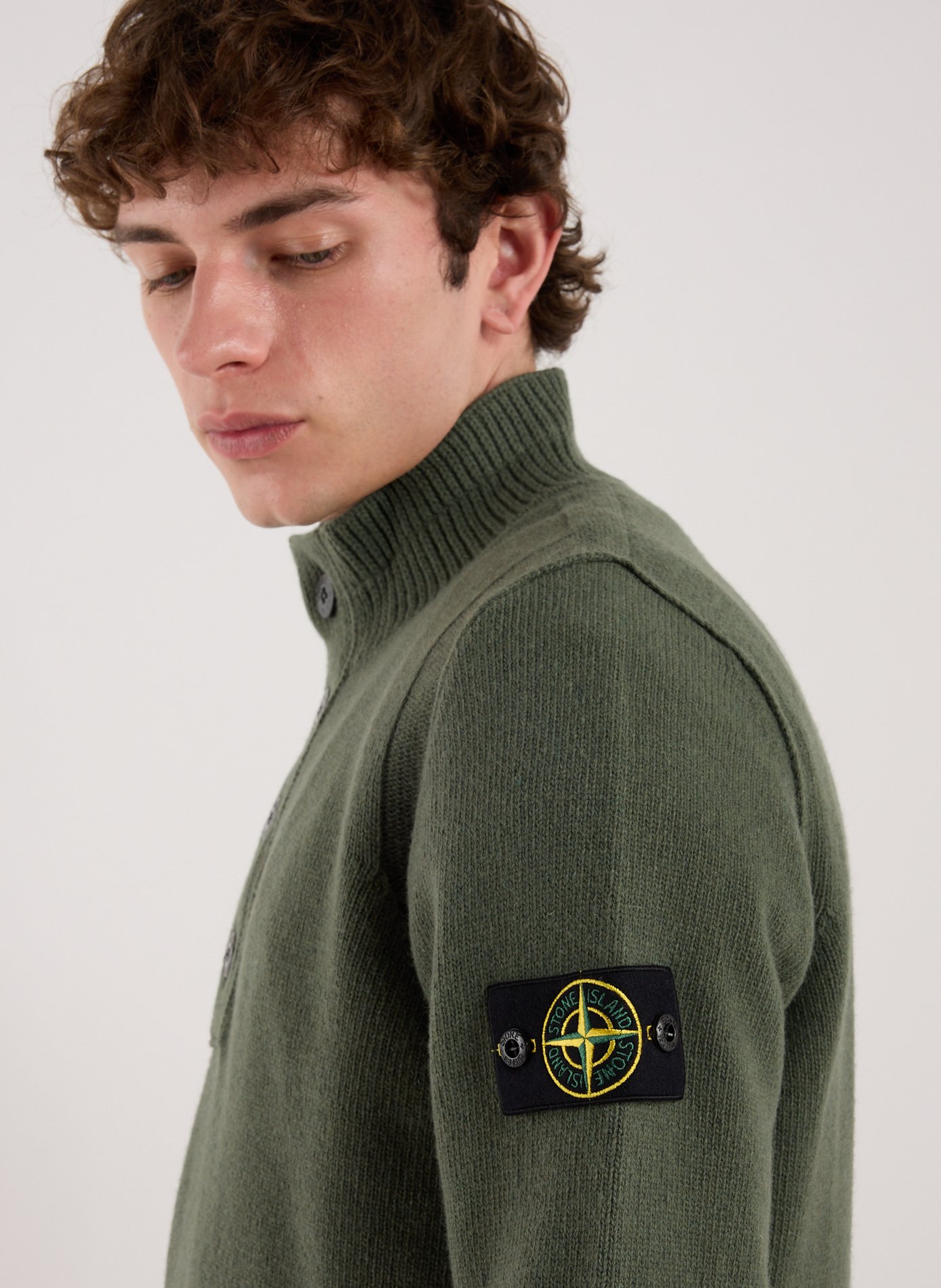 Turtleneck sweater with buttons STONE ISLAND Green