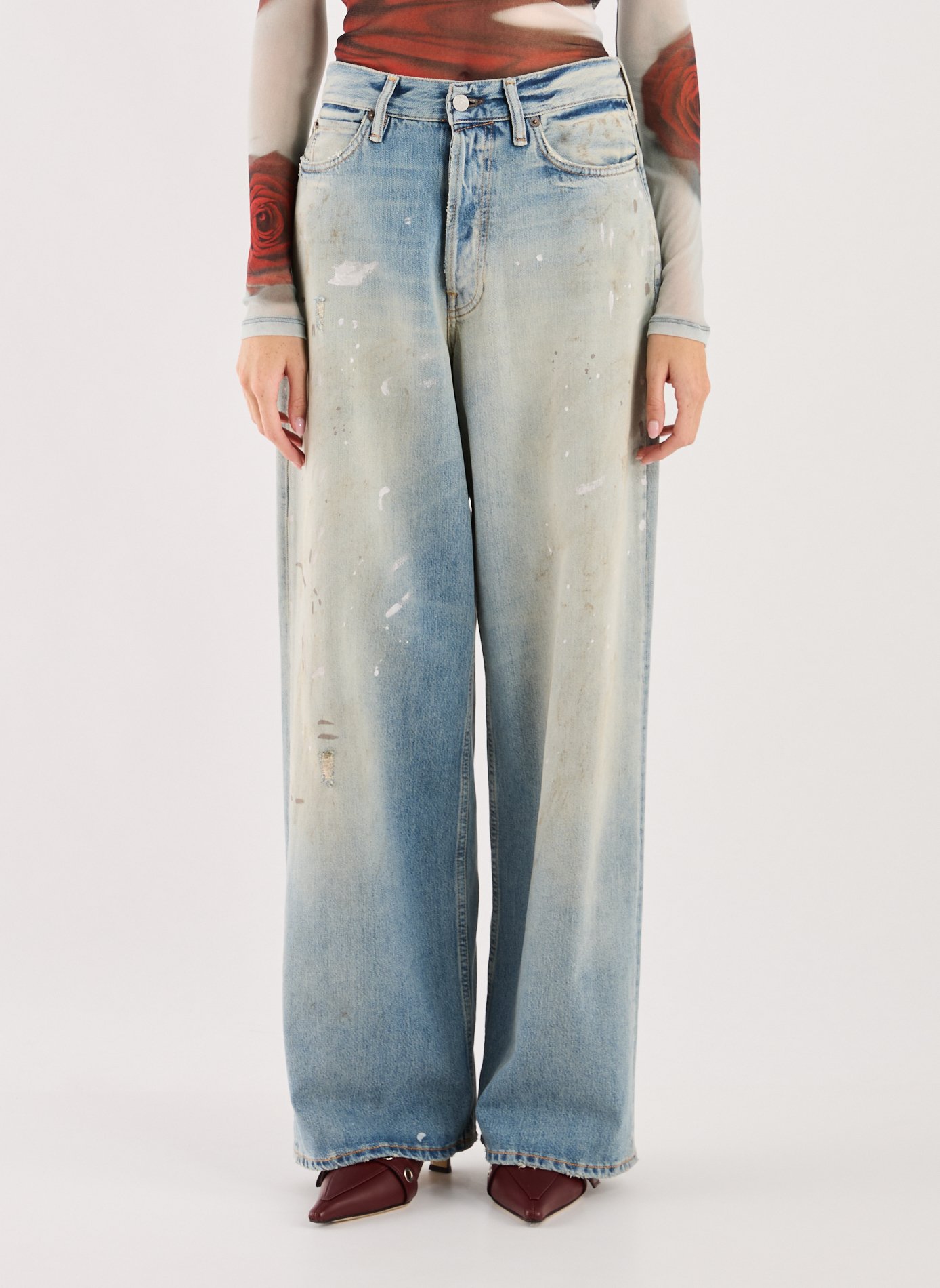 ACNE STUDIOS Jean large en coton mélangé Bleu