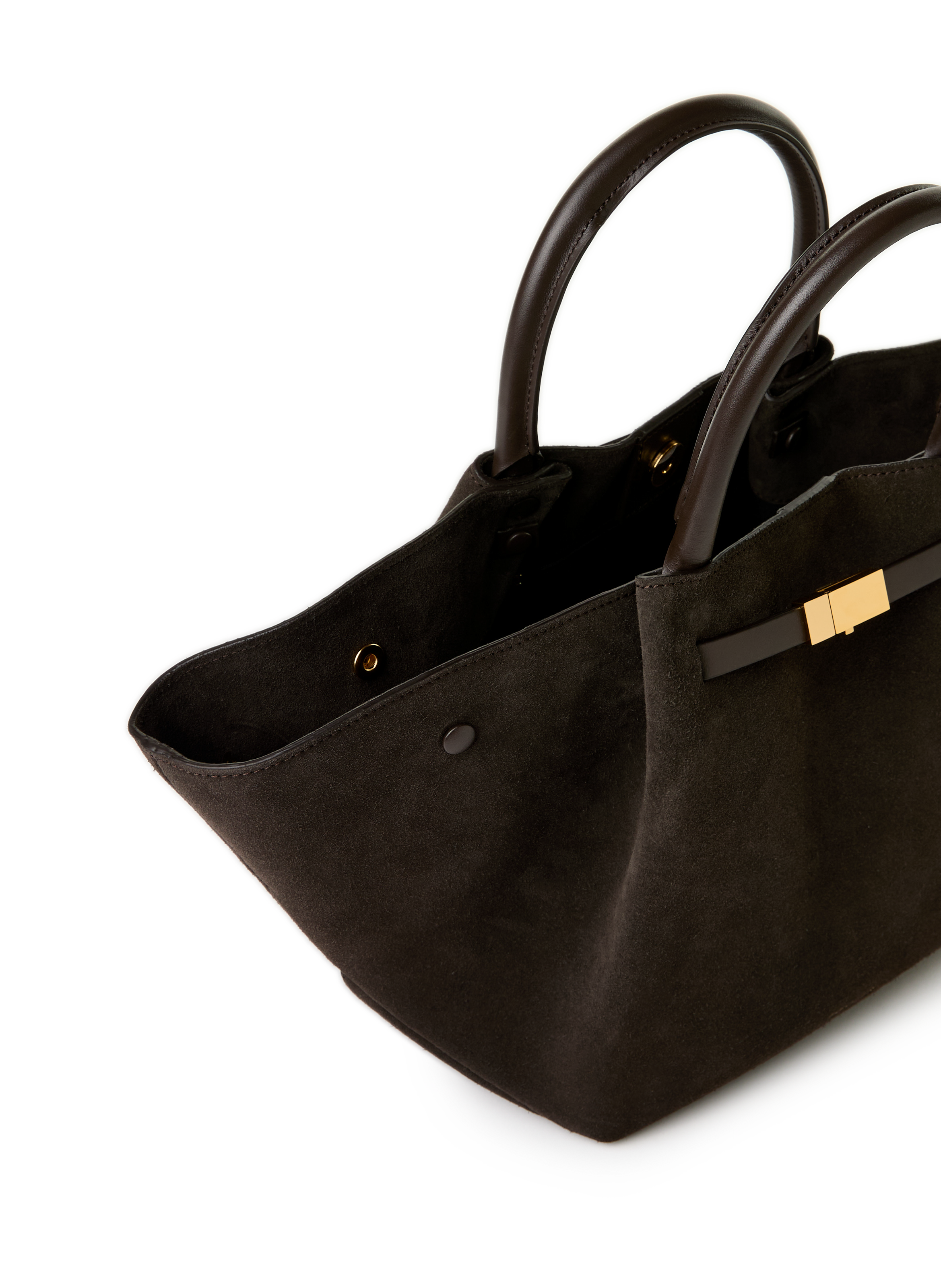 Striped leather handbag DEMELLIER LONDON Brown