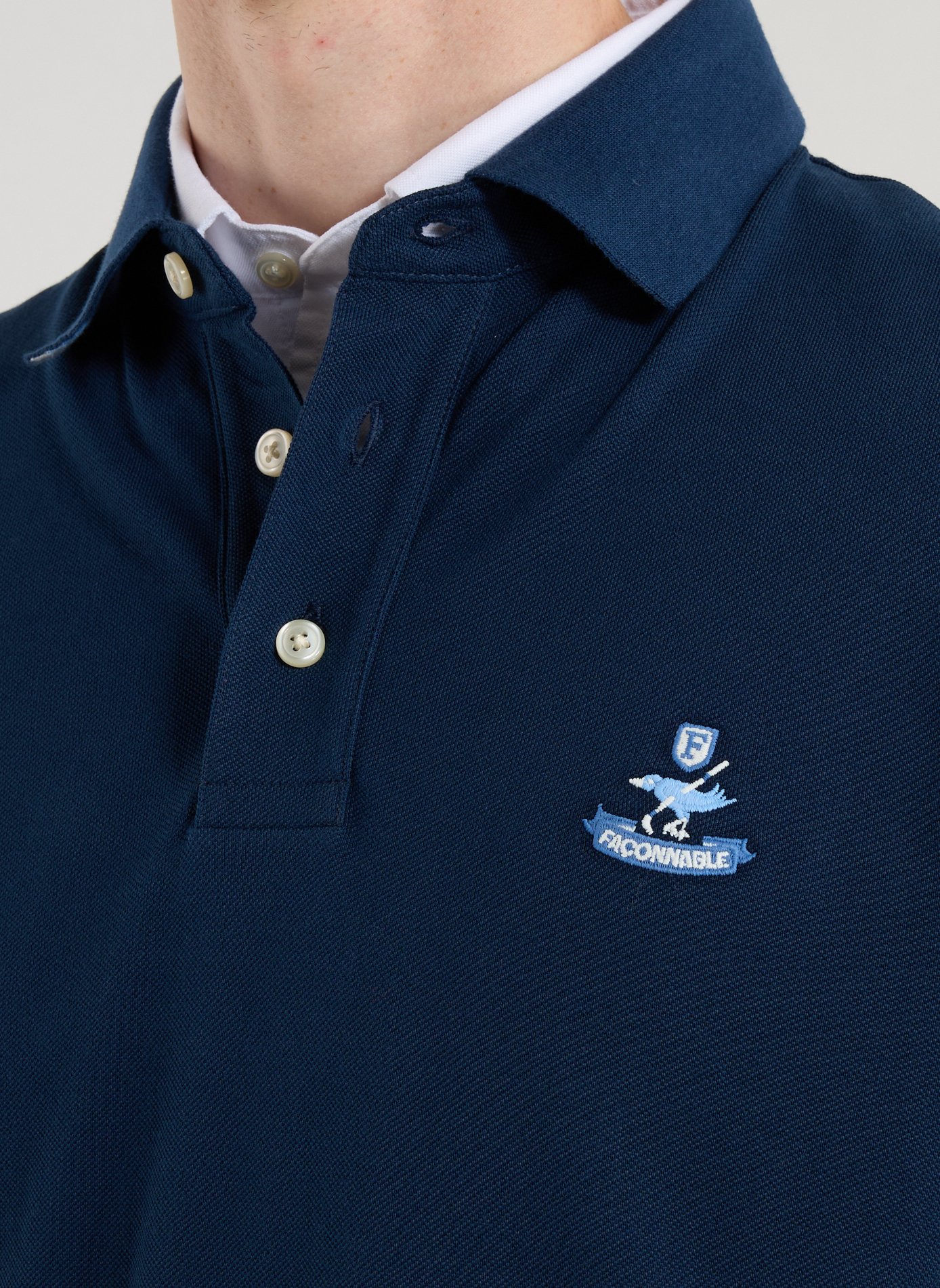 Polo à manches longues en coton FACONNABLE Bleu