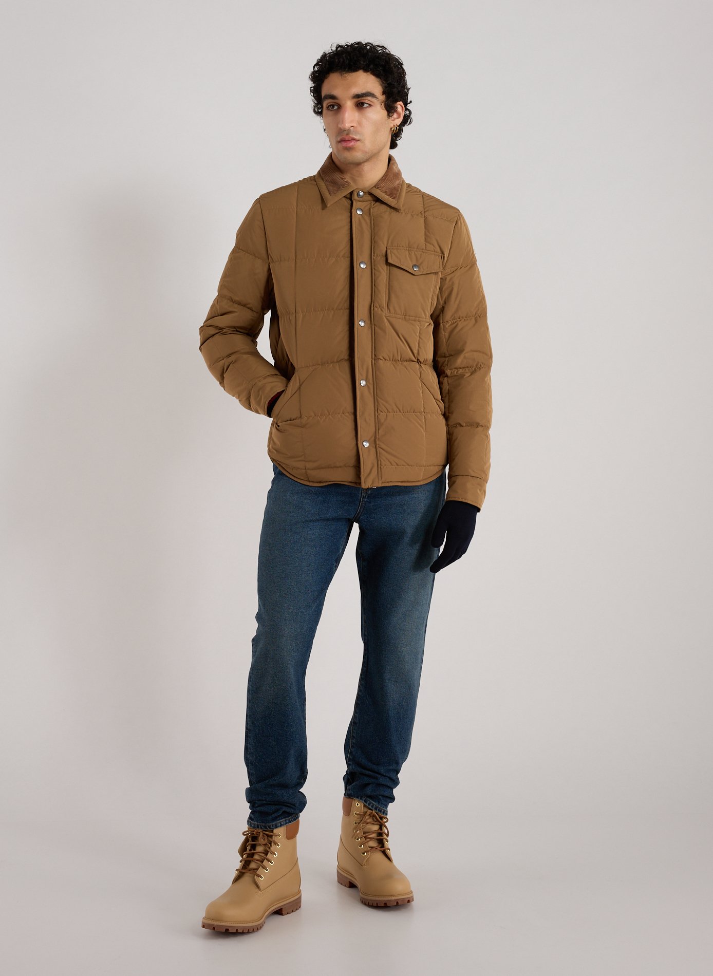 Quilted jacket with classic collar MONCLER Beige