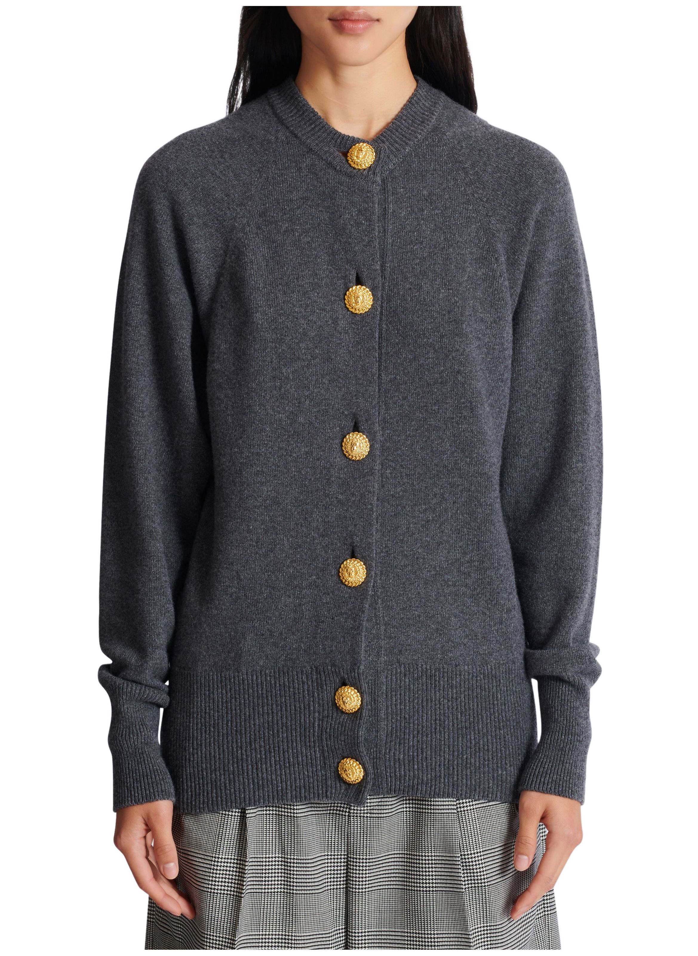 Cardigan boutonné en éco-cachemire Gris