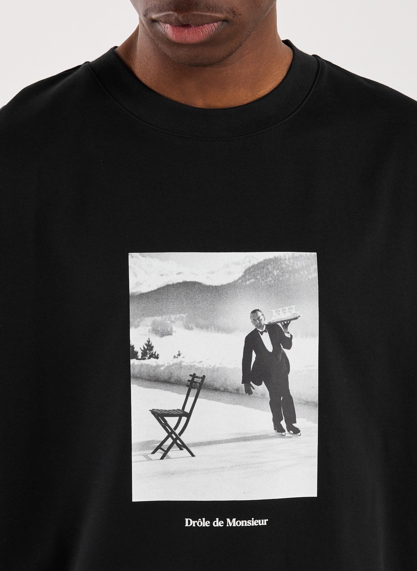 T-Shirt ample sérigraphié en coton DROLE DE MONSIEUR Noir