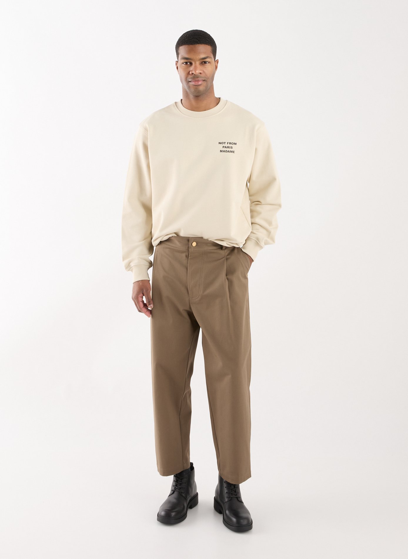 Cropped cotton-blend trousers DROLE DE MONSIEUR Brown