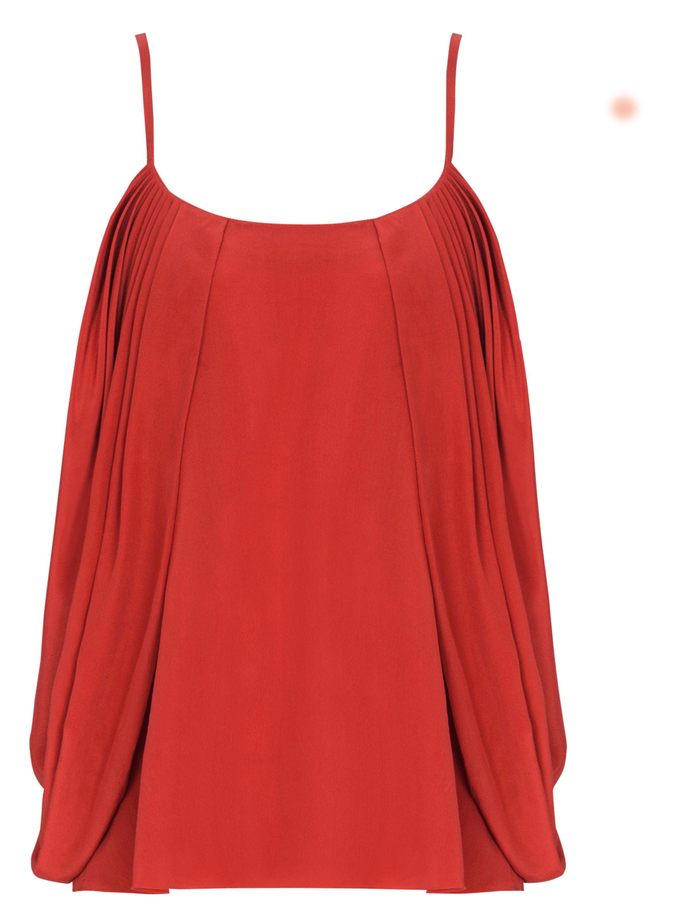 Débardeur drapé en crêpe de soie BALMAIN Rouge