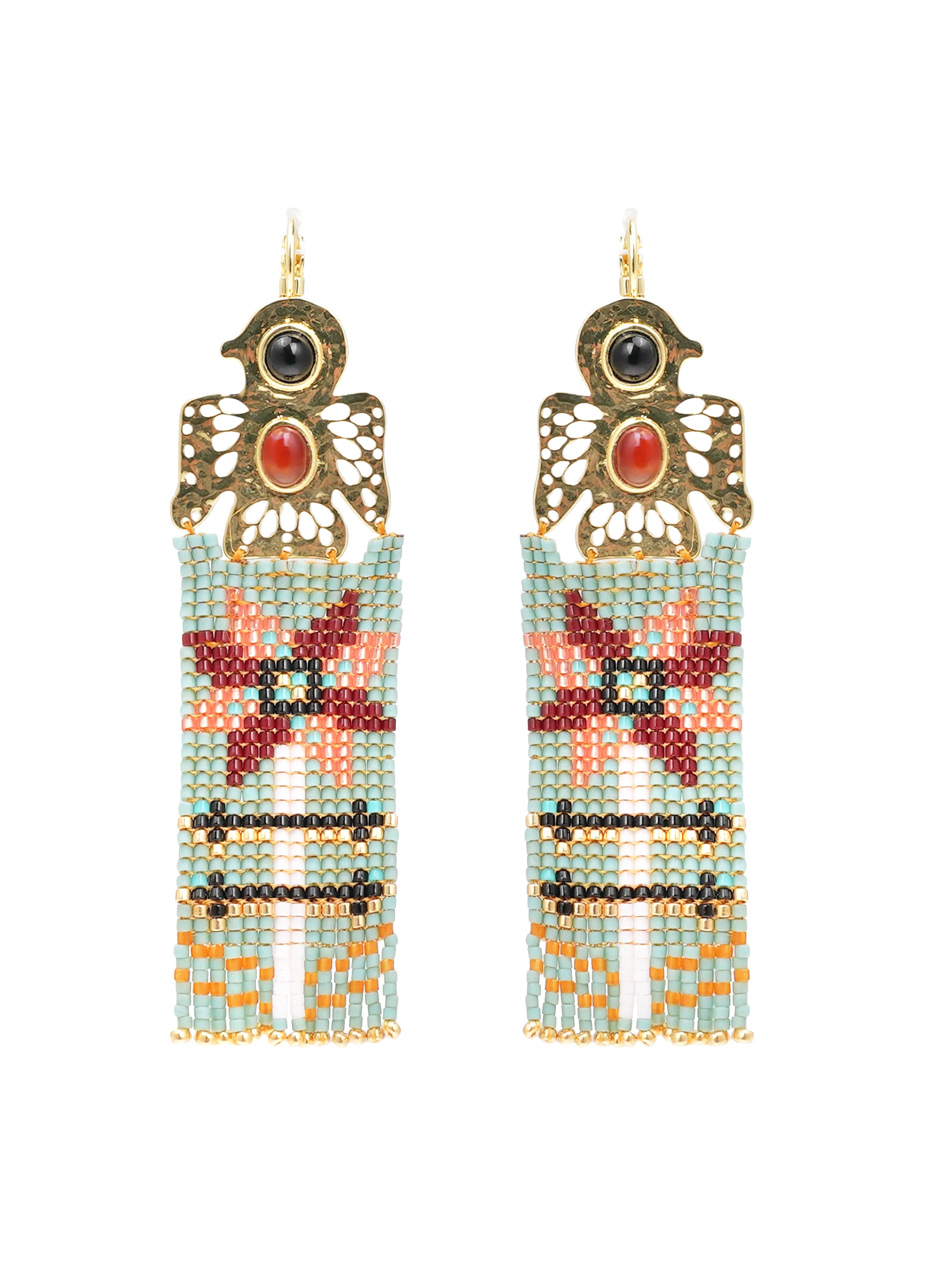 Boucles d'oreilles pendantes avec perles tissées mohican HIPANEMA Bleu