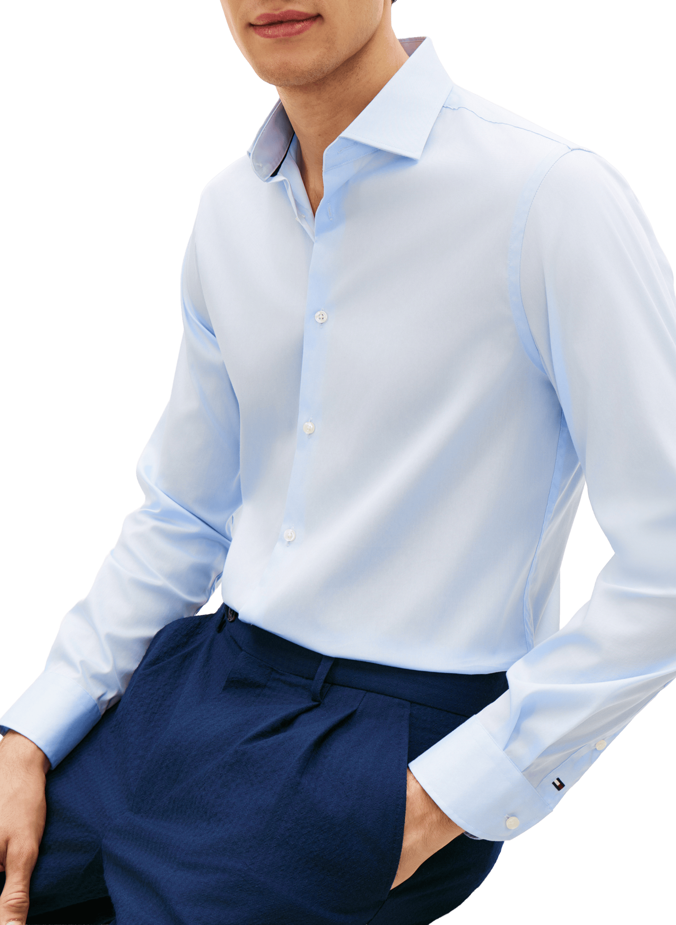 Straight cotton blend Shirt TOMMY HILFIGER Blue