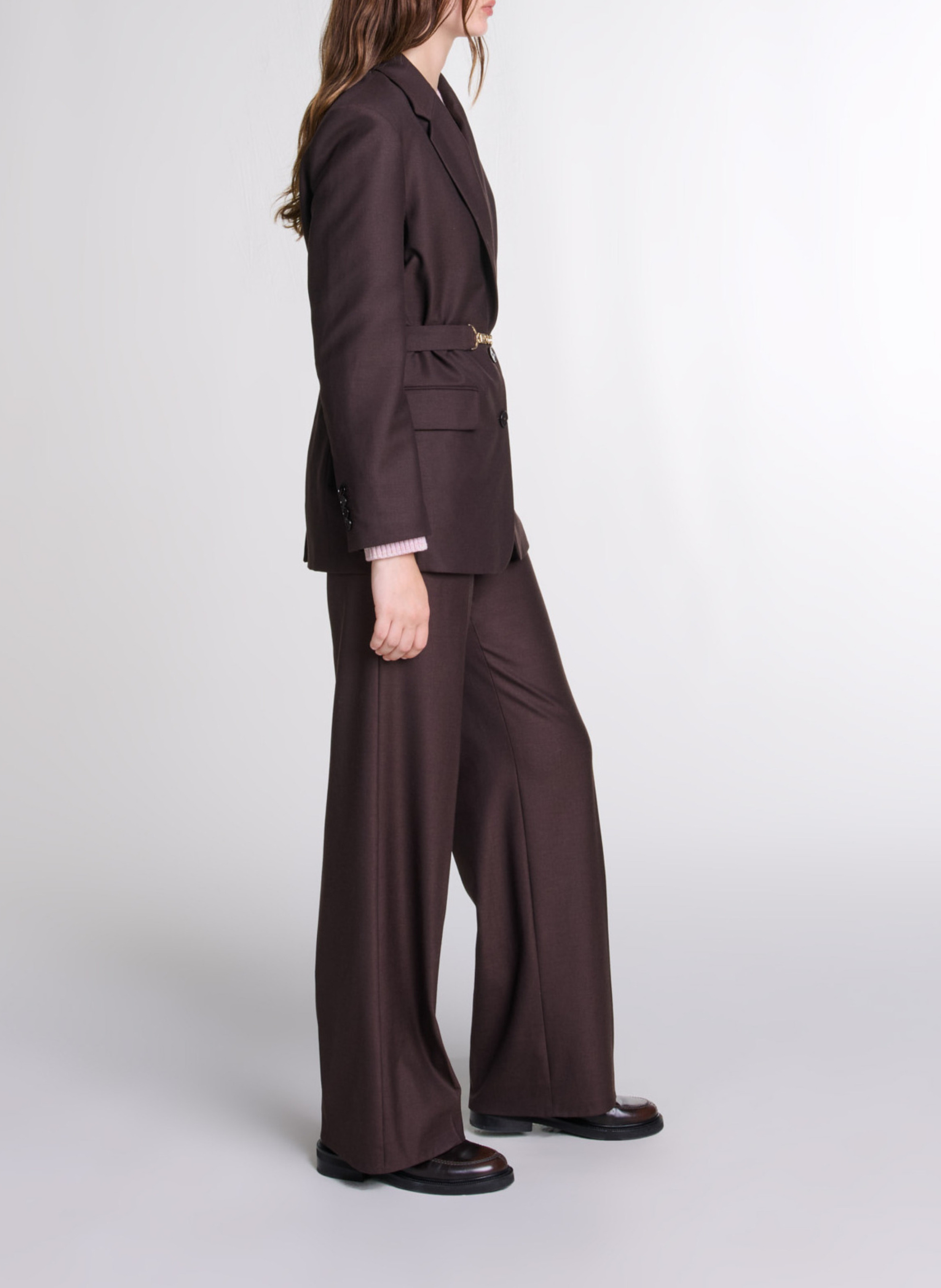 Veste tailleur droite MAJE Marron