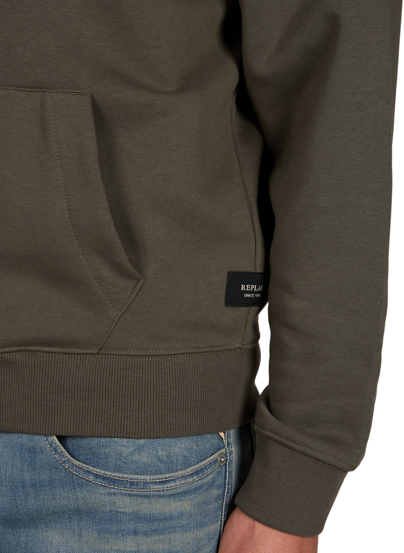 Cotton fleece-blend hoodie REPLAY Green