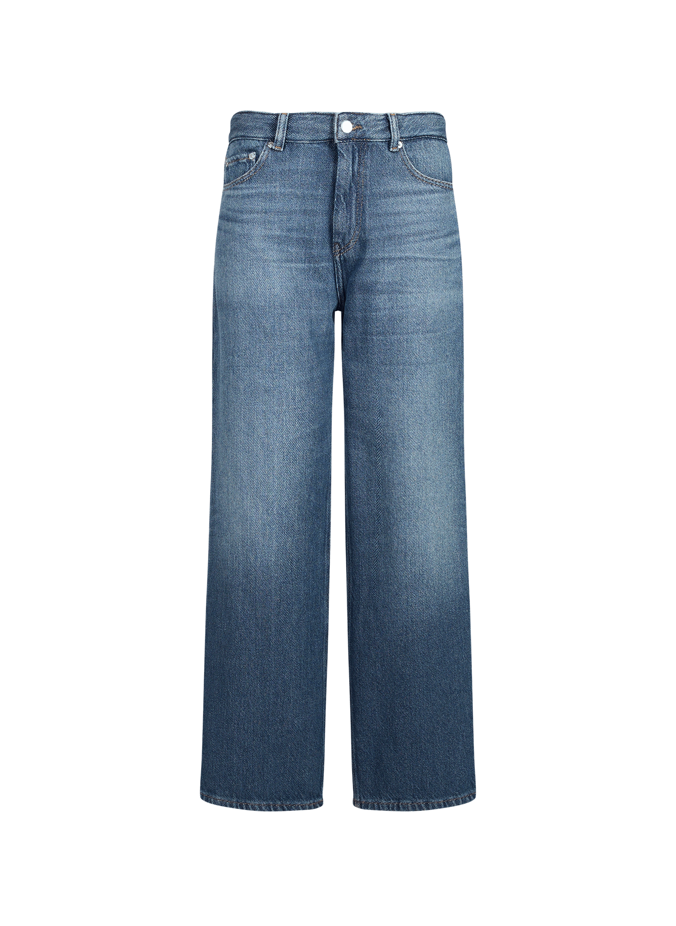 Jean large uni taille haute GANNI Bleu