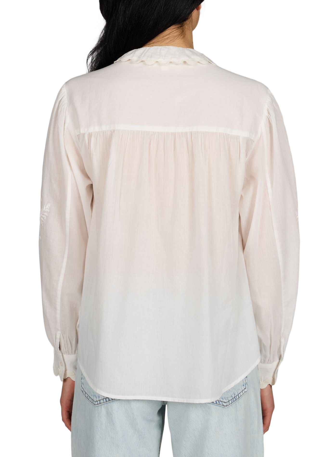 Shirt with flower embroideries in cotton LOUISE MISHA White