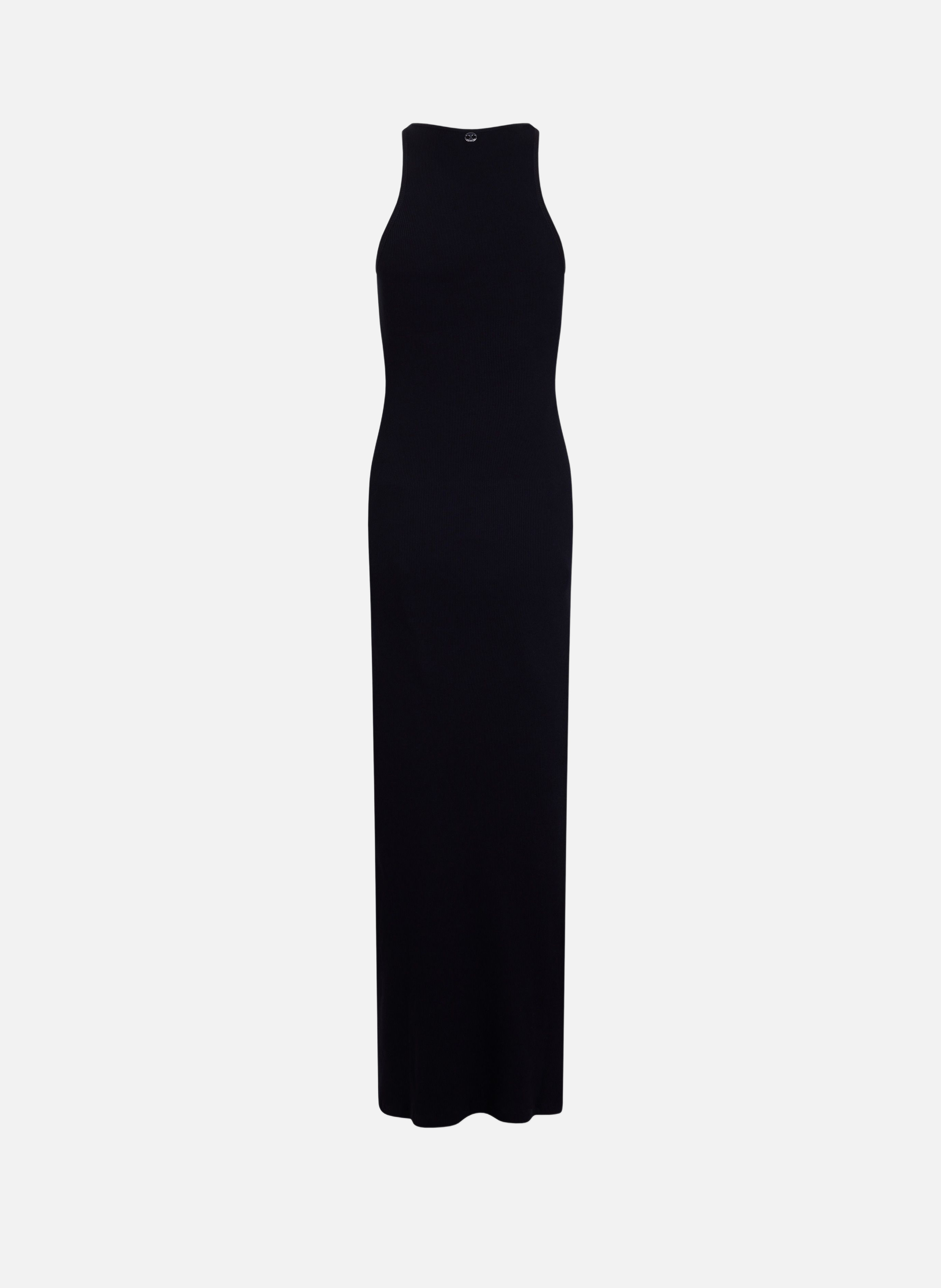 Robe longue en coton avec broderie en forme de palmier RABANNE Noir