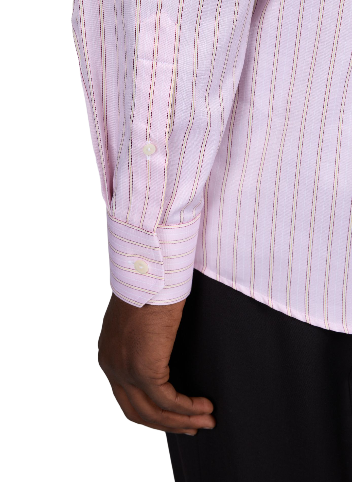 Chemise droite rayée à col contrasté en coton ETON Rose