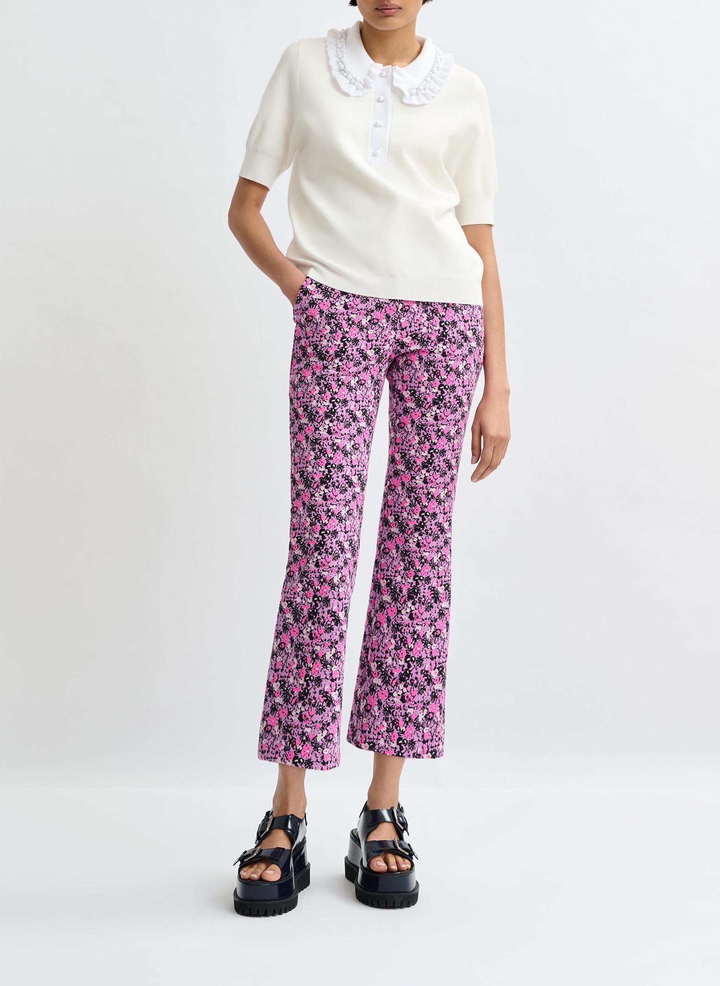 Polo manches courtes uni à volants jewelry Blanc