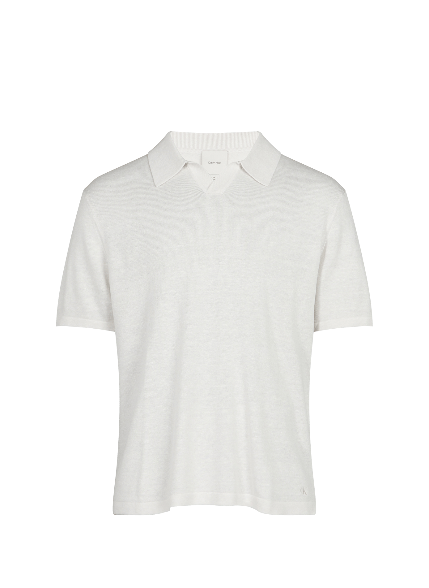Straight Fit Short Sleeve Linen Blend Polo CALVIN KLEIN Beige