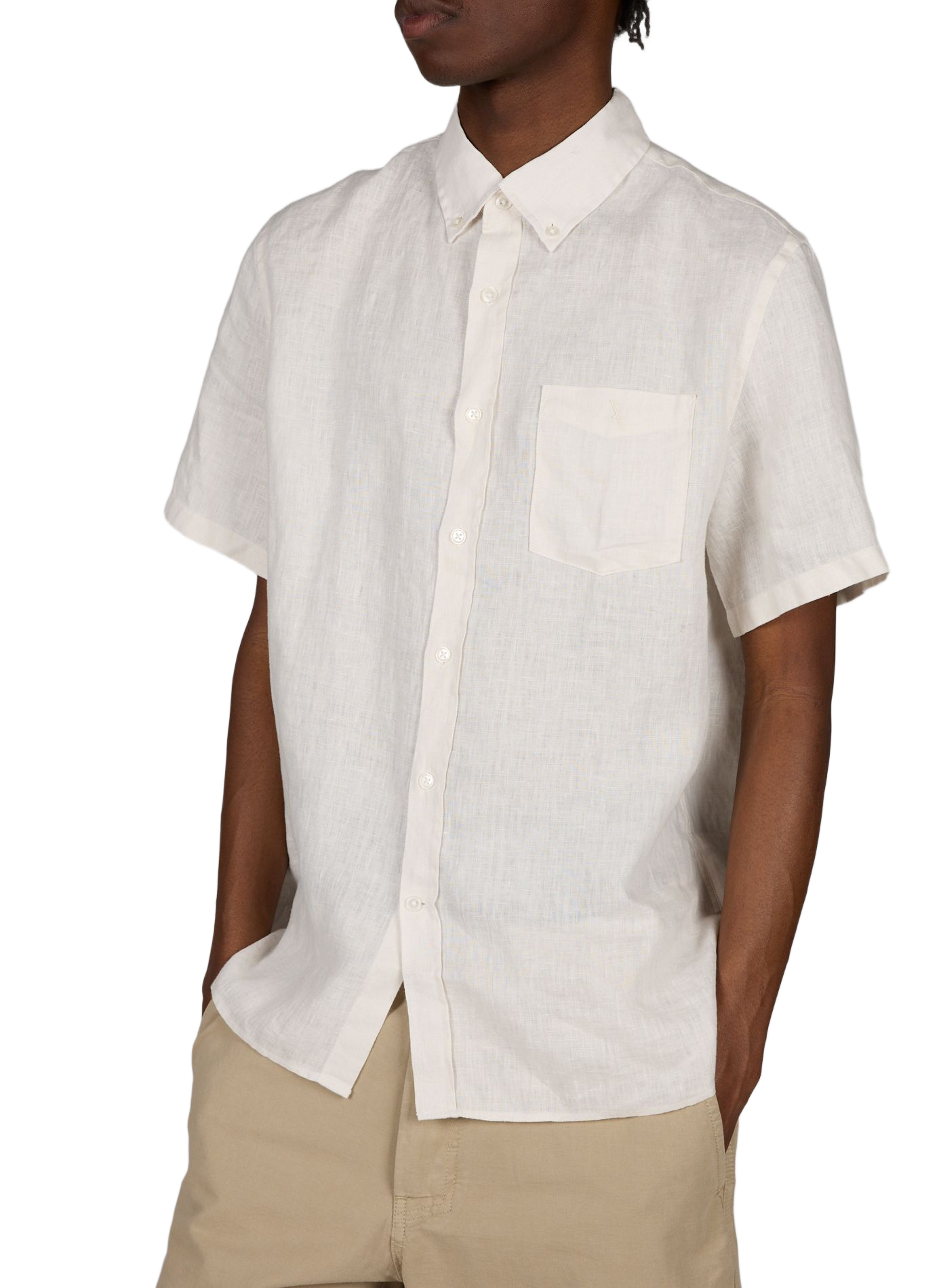 Chemise droite manches courtes en lin AIGLE Blanc