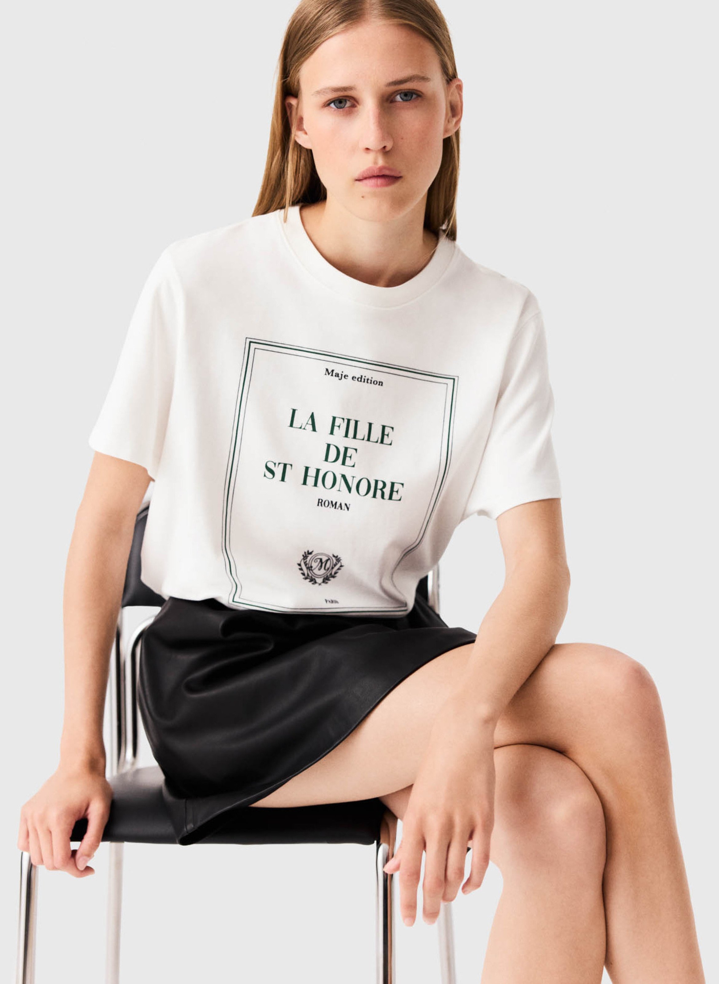 Tee-shirt imprimé manches courtes MAJE Blanc