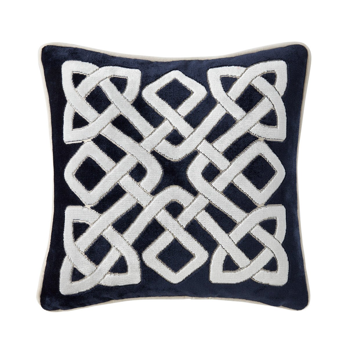 Housse de coussin en velours, entrelac YVES DELORME Bleu