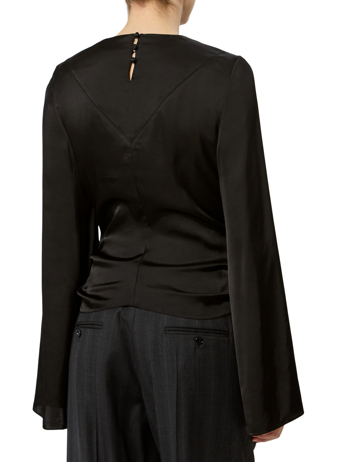 Blouse drapée Neame en satin ISABEL MARANT Noir