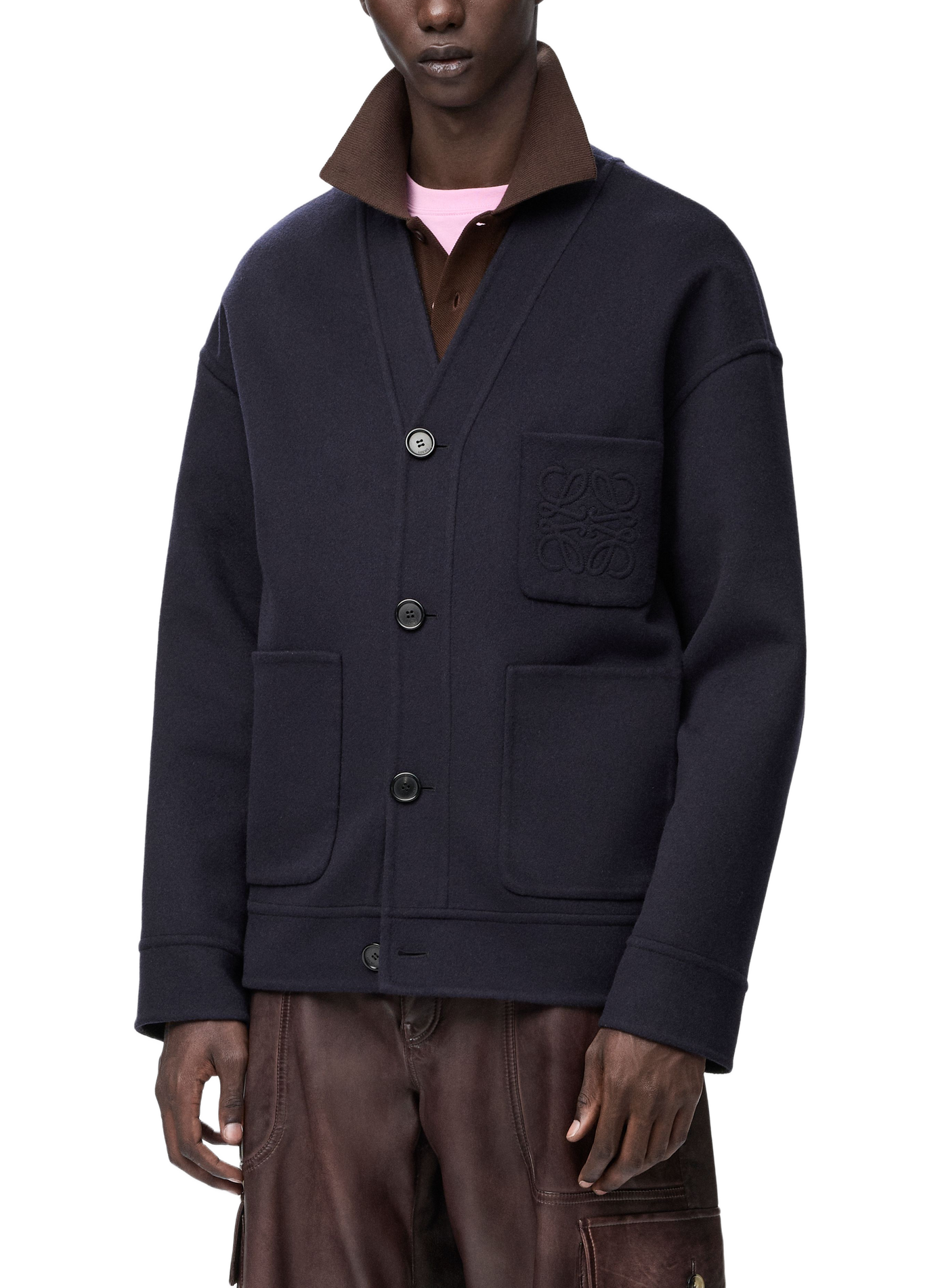 Cardigan droit en laine et cachemire LOEWE Bleu