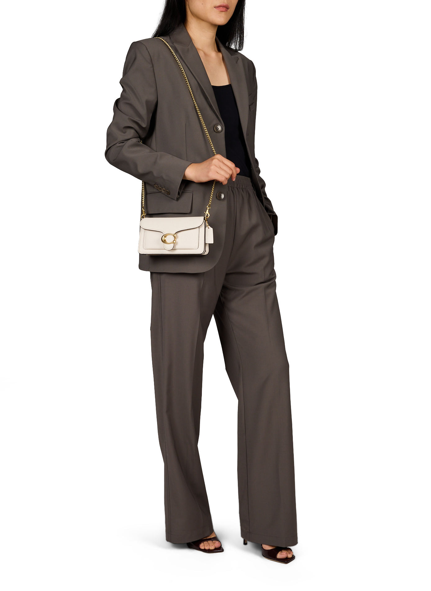 Umhängetasche aus genarbtem Leder COACH Beige