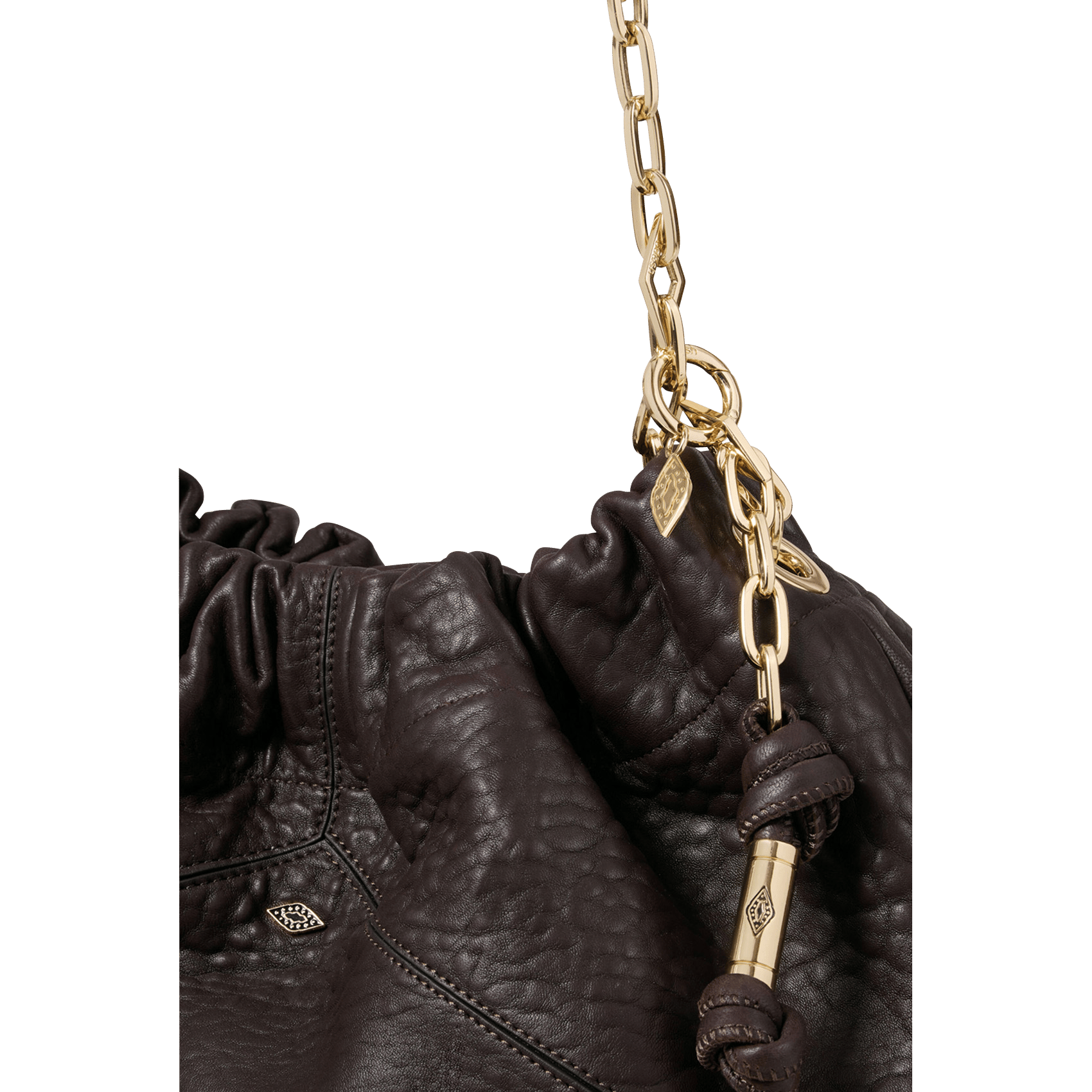 Schoudertas met ketting van leer, June Tote. BA&SH Bruin