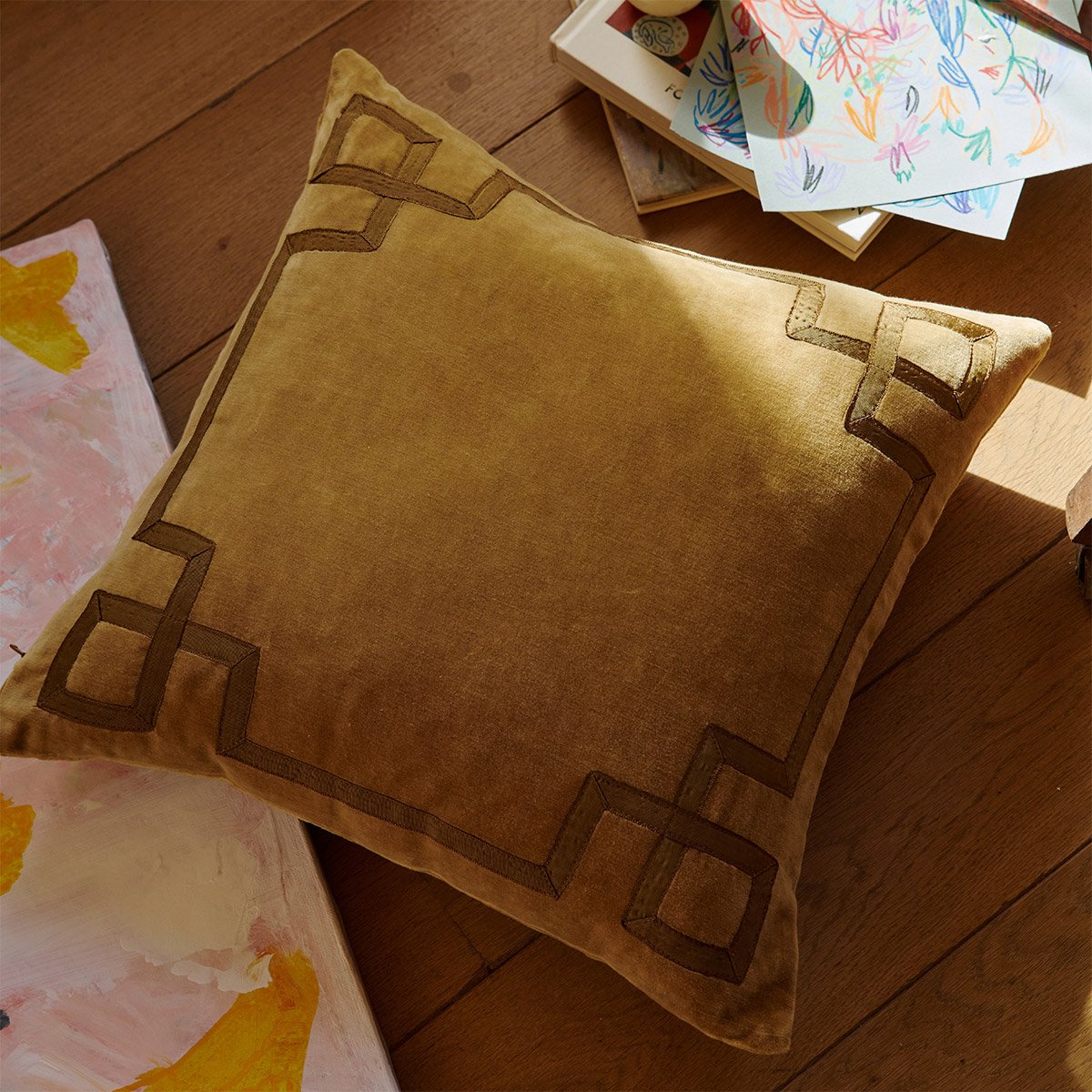 Housse de coussin en velours, calypso DESFORGES Marron