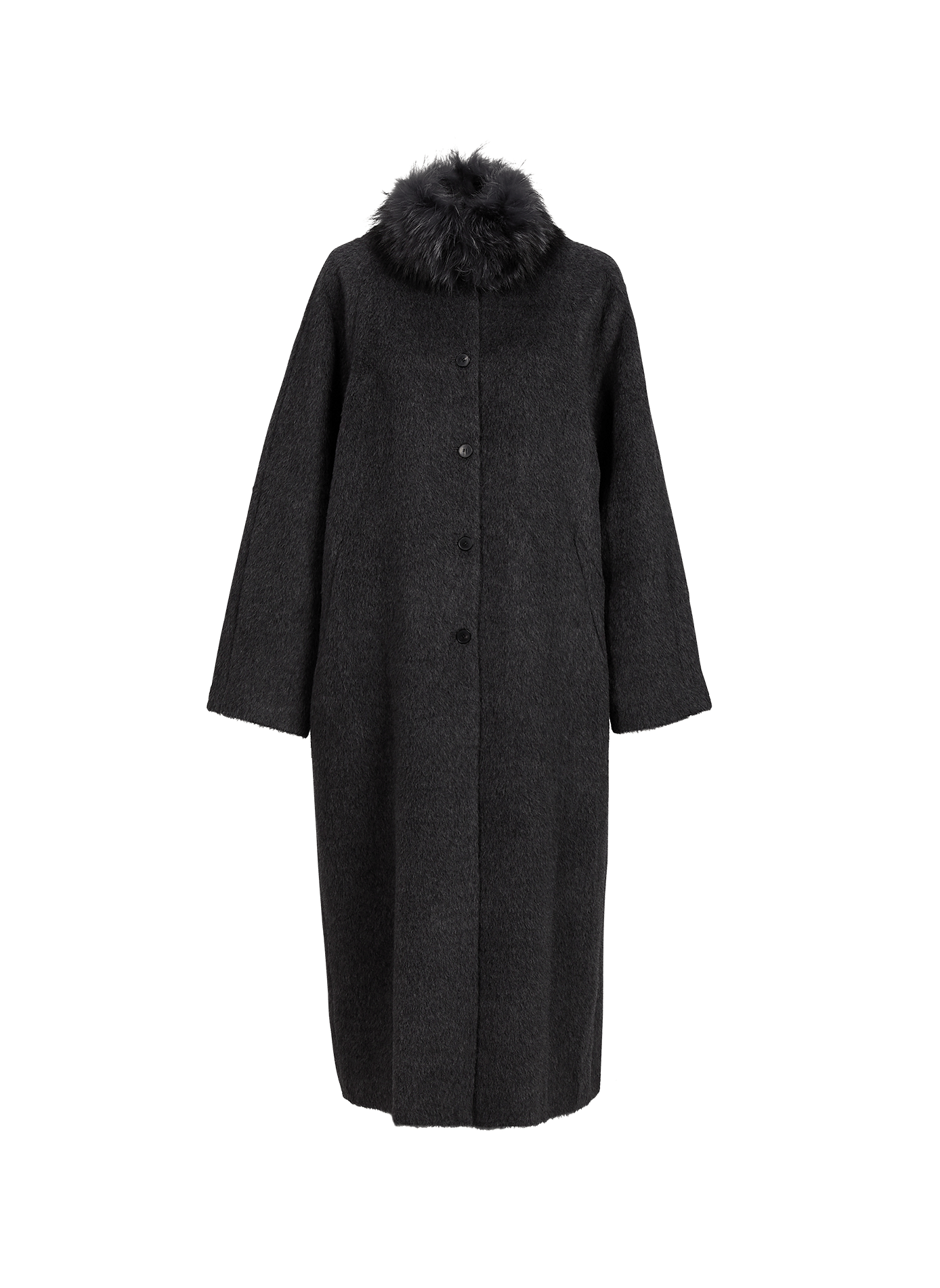 Manteau long Cléo en laine et alpaga VIKTORIA CHAN Grijs