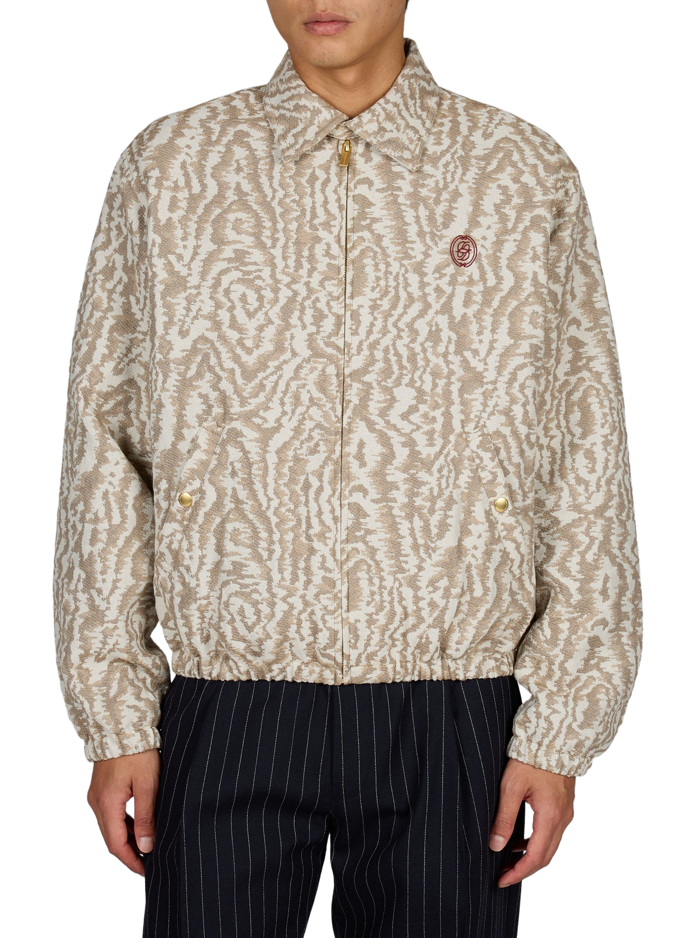 Oversized jacket with classic collar and print DROLE DE MONSIEUR Beige