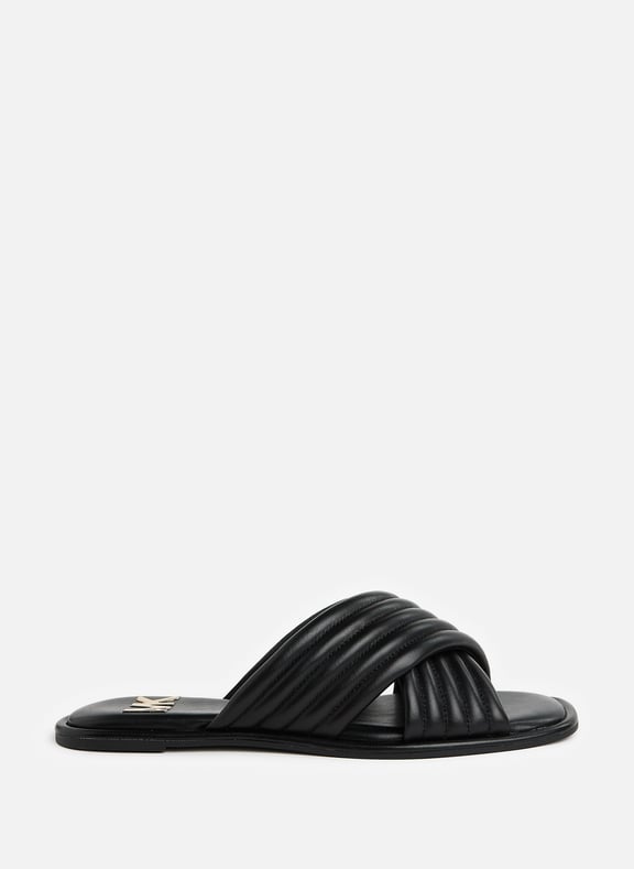 Black leather online sliders womens