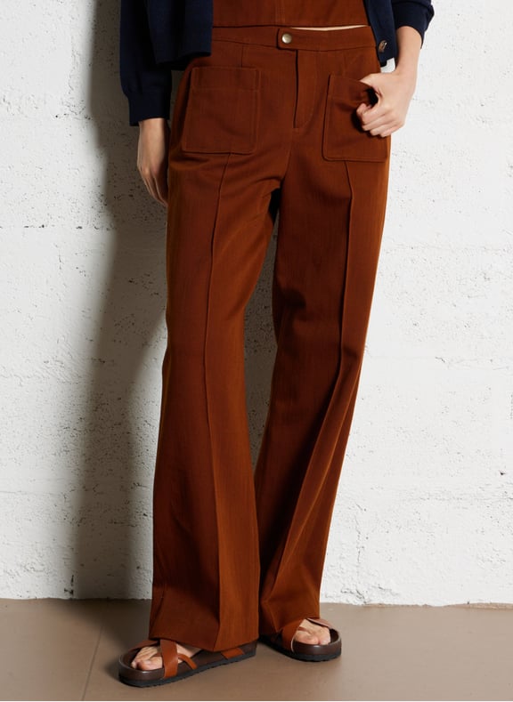 Pantalon large taille haute en twill de coton harry Marron by SOEUR SOEUR Pantalon large taille haute en twill de coton harry Marron