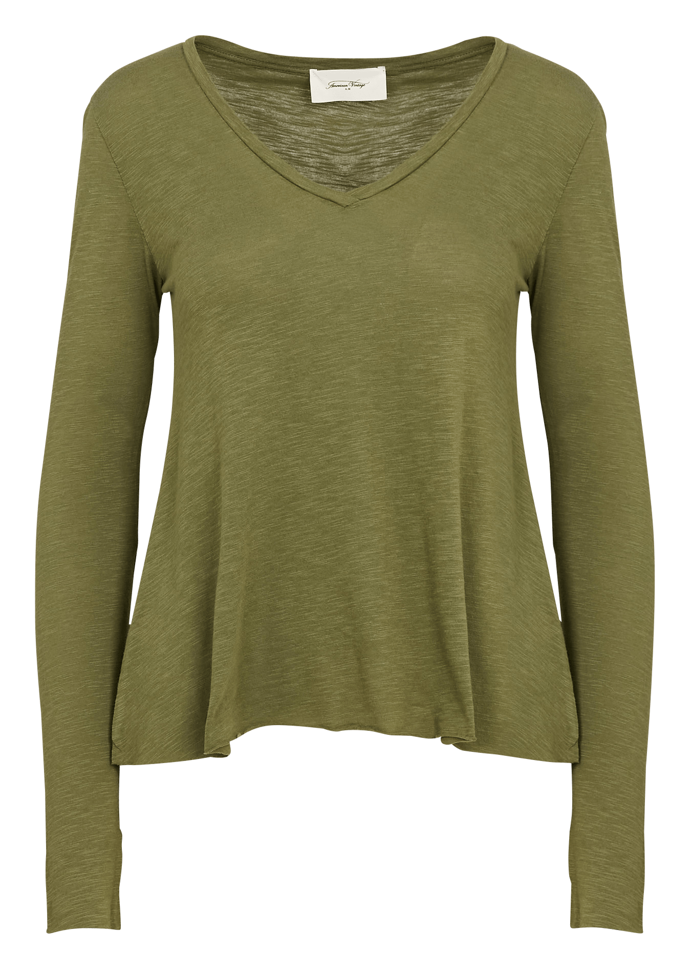 Tee-shirt à col v en coton mélangé jacksonville AMERICAN VINTAGE Vert