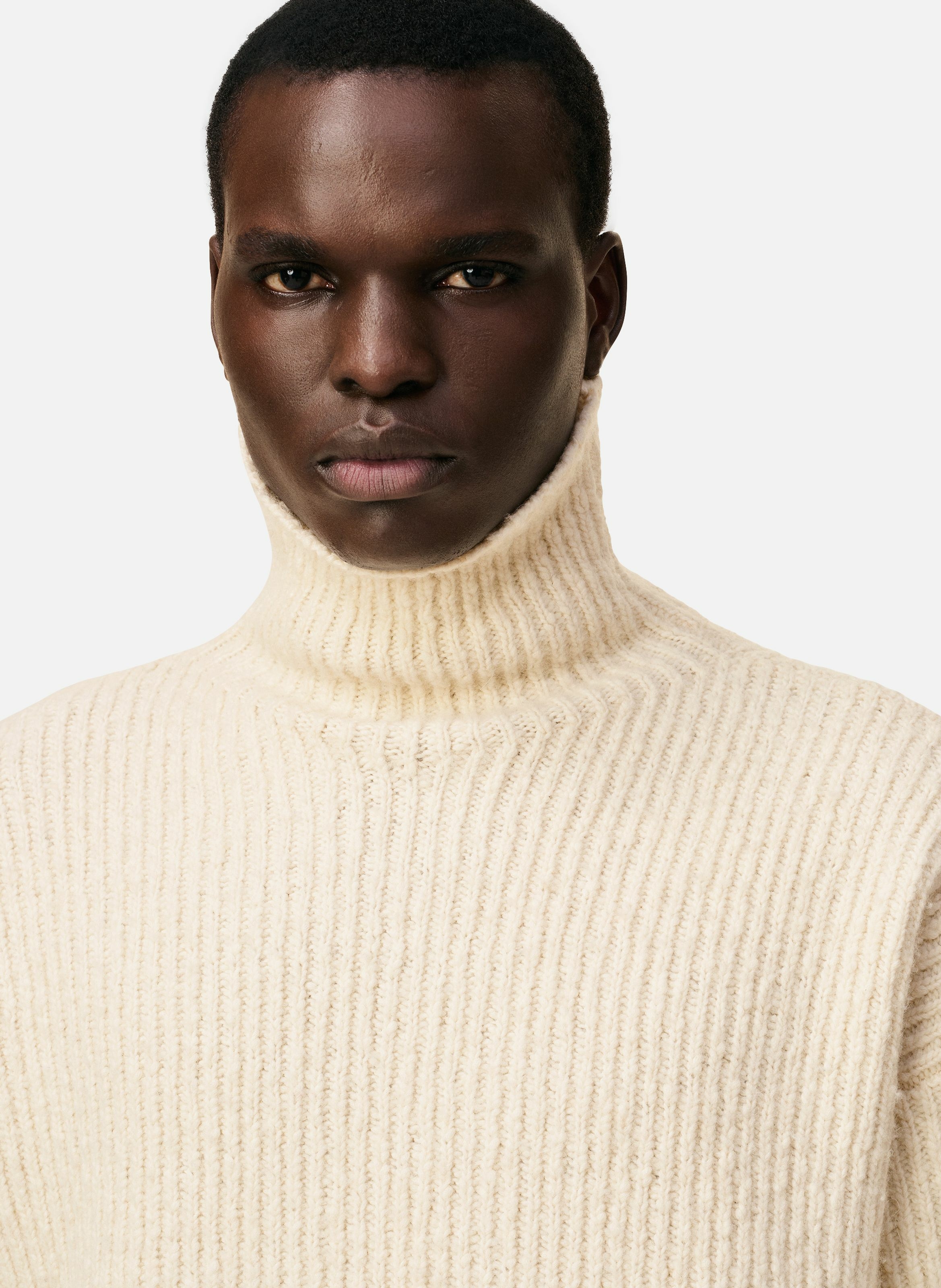 Pull col cheminée en laine unisexe AMI PARIS Blanc