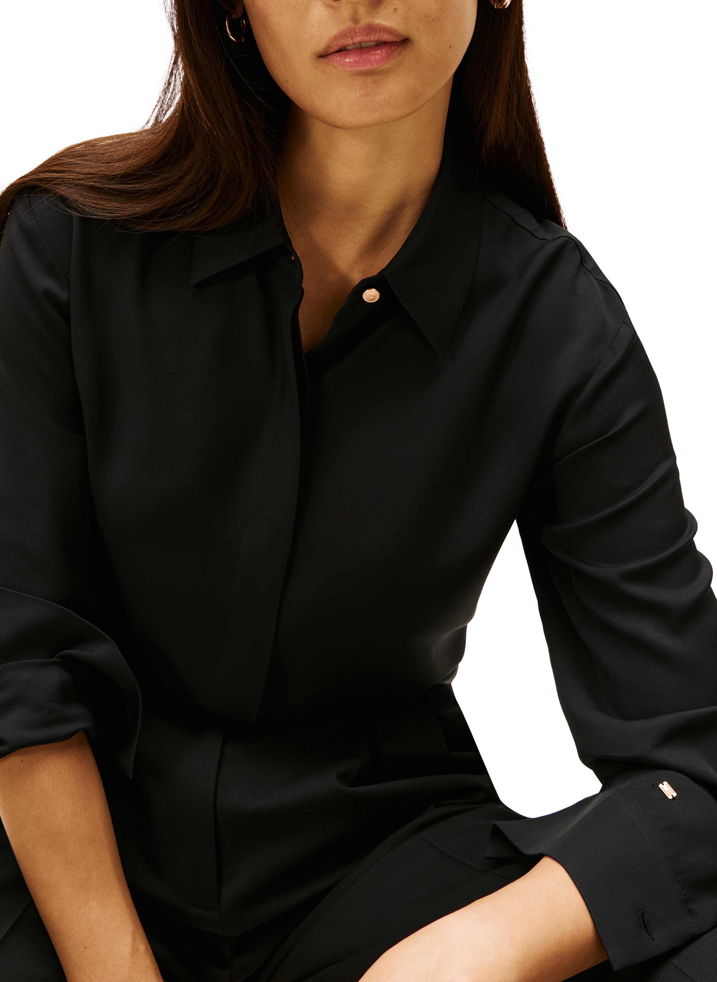 Chemise coupe standard à patte invisible TOMMY HILFIGER Noir