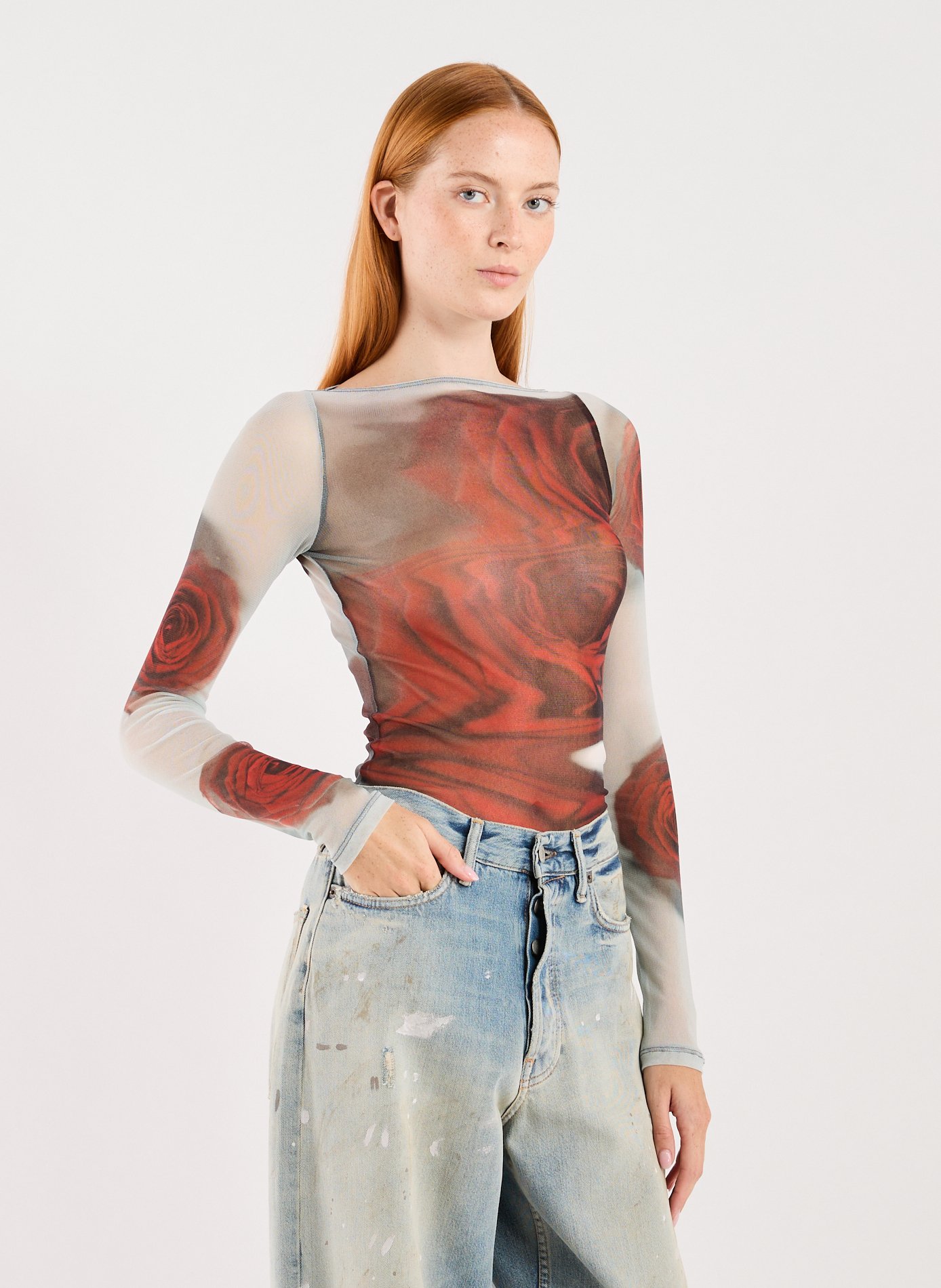 JEAN PAUL GAULTIER Top Blurry Roses Multicolour