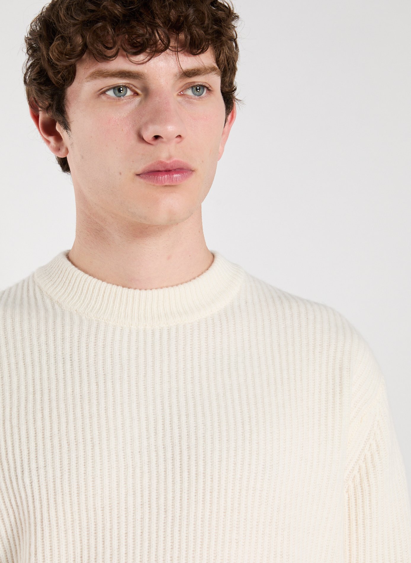 Pull col rond en laine LES DEUX Blanc