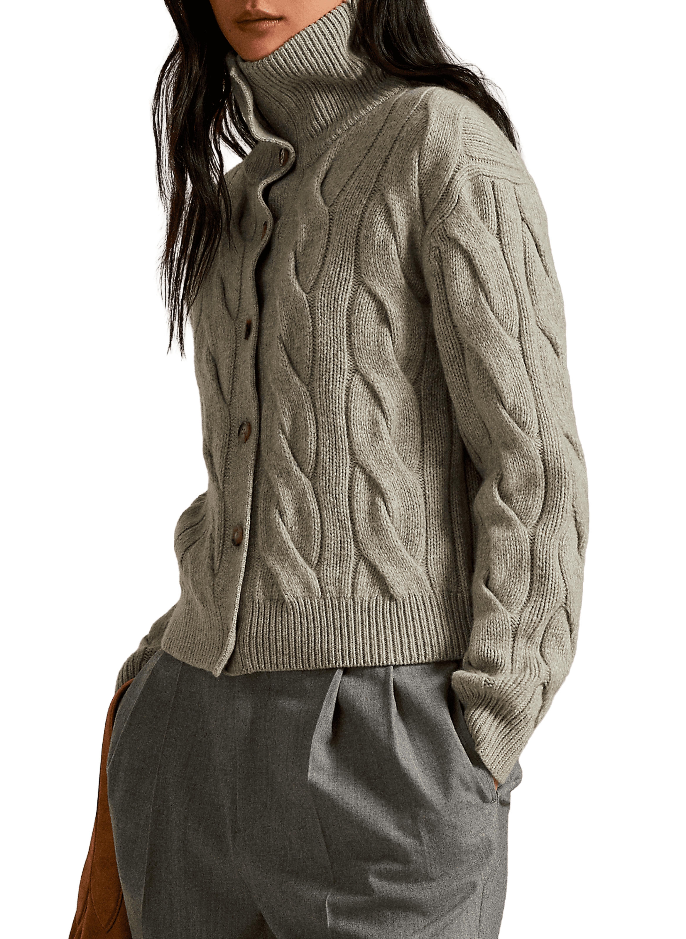 POLO RALPH LAUREN Cardigan boutonné en laine et cachemire Grey