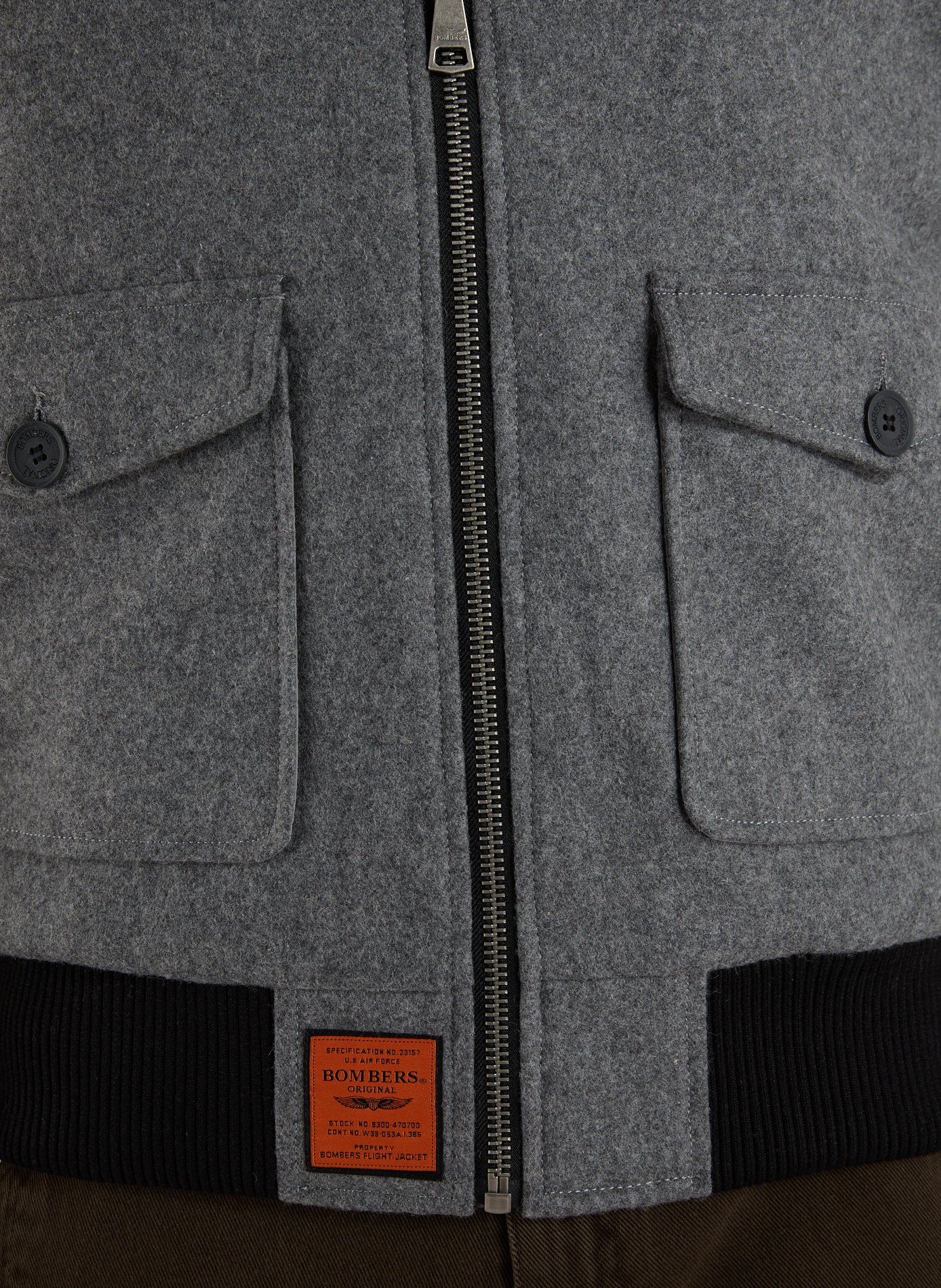 Veste ample à col contrasté en laine mélangée BOMBERS ORIGINAL Gris