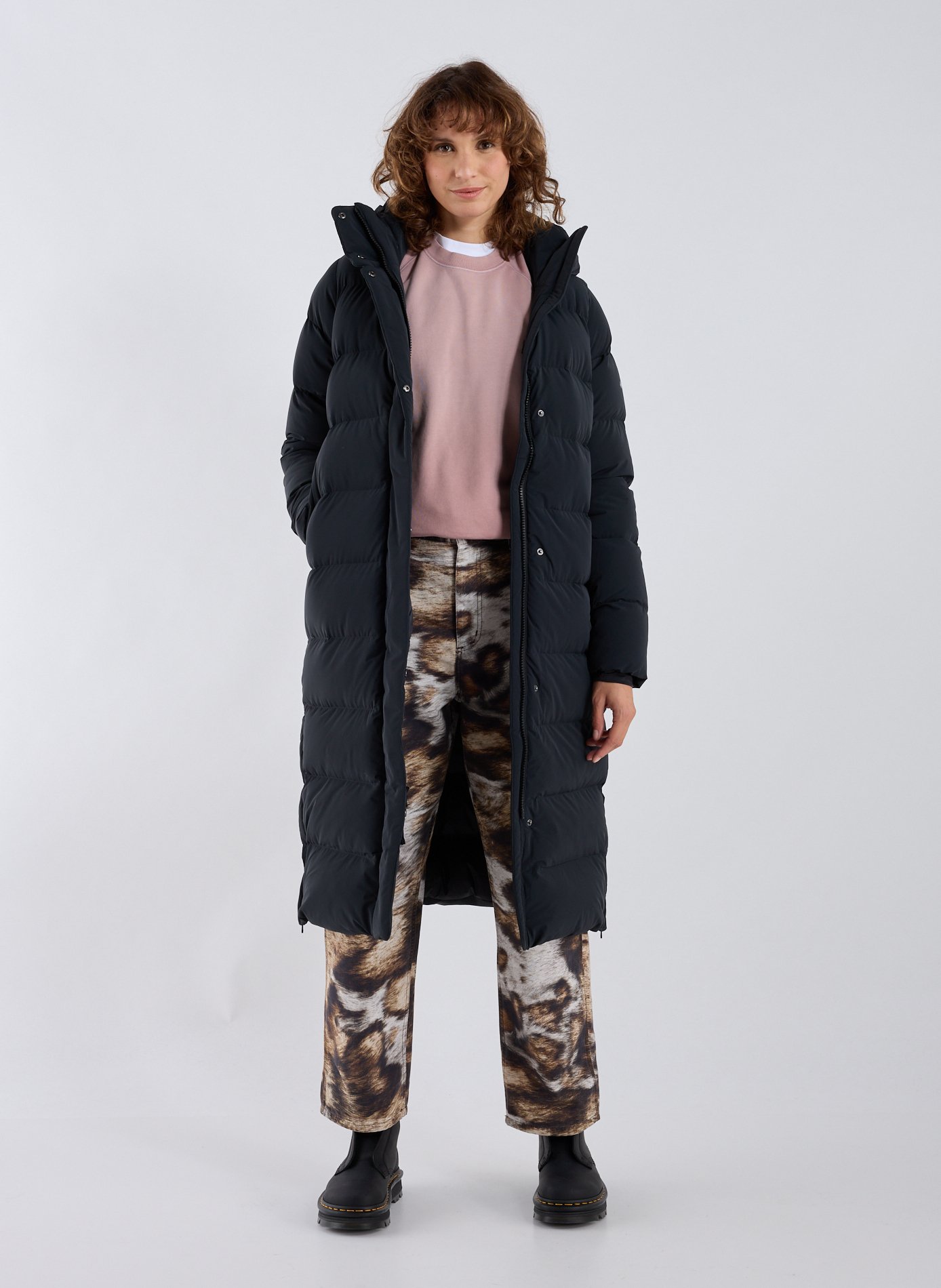 Long padded down jacket COLUMBIA Black