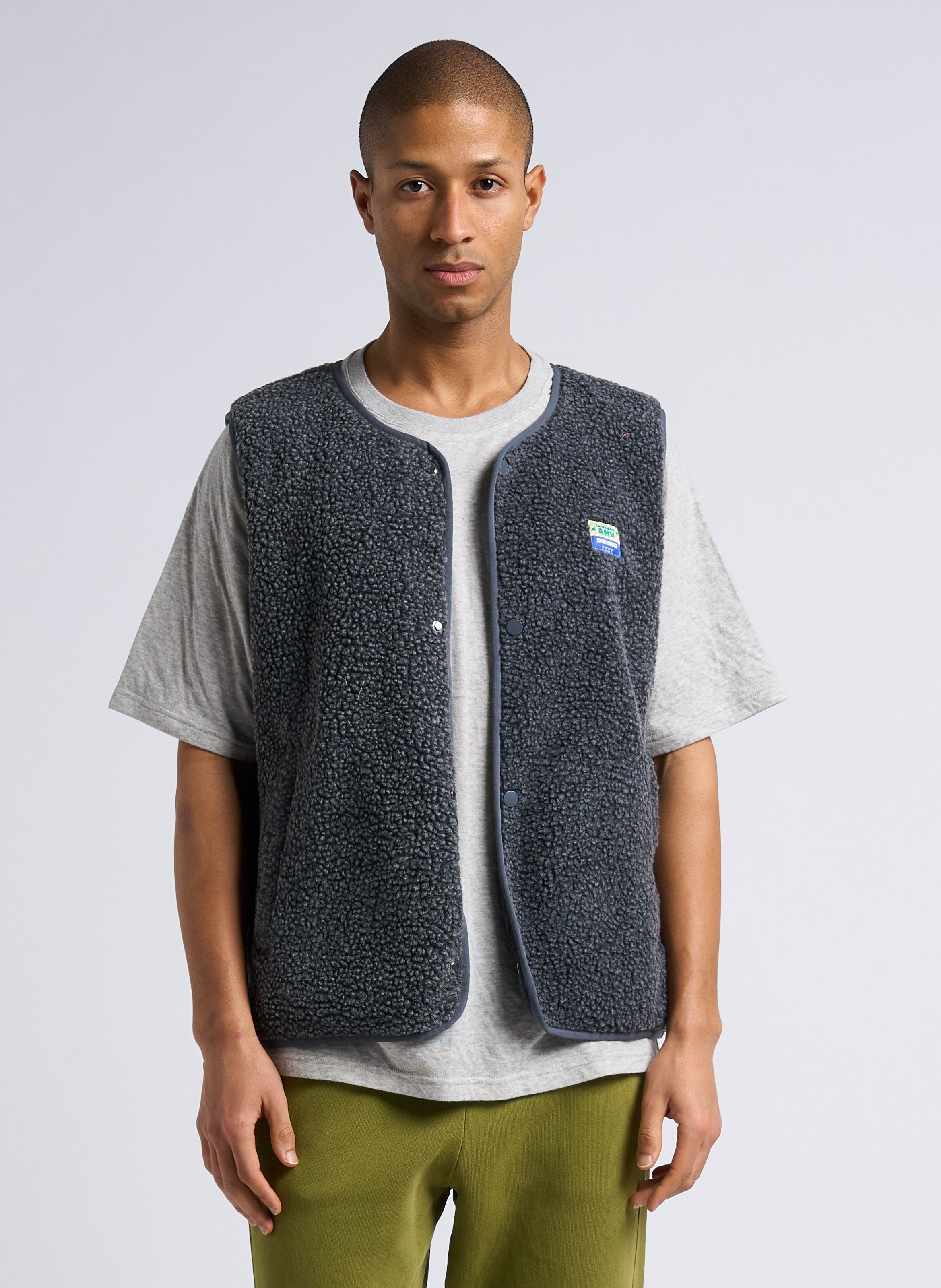 Veste col rond en sherpa hoktown AMERICAN VINTAGE Gris