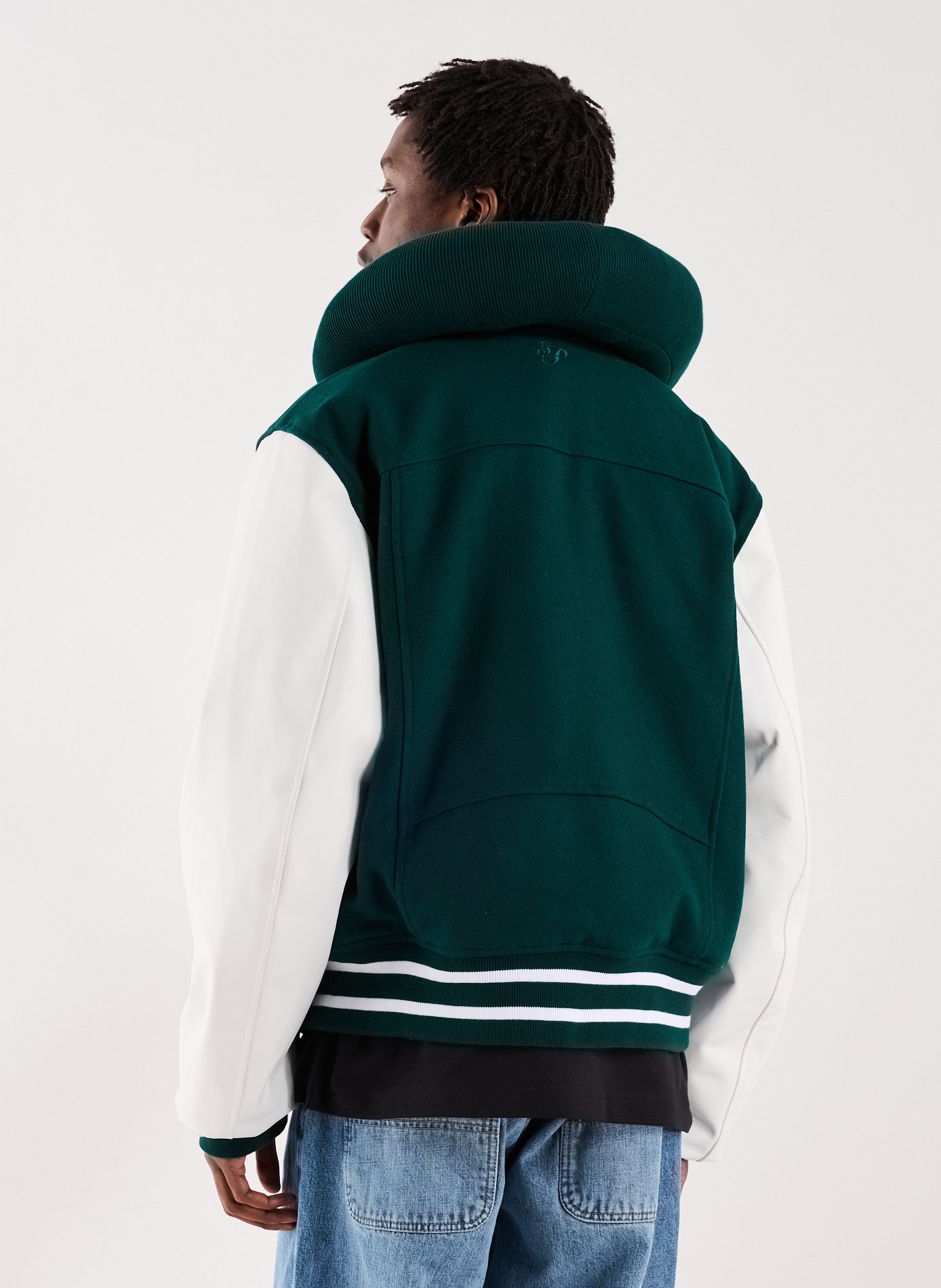 Wool varsity jacket with padded collar 3 PARADIS Green