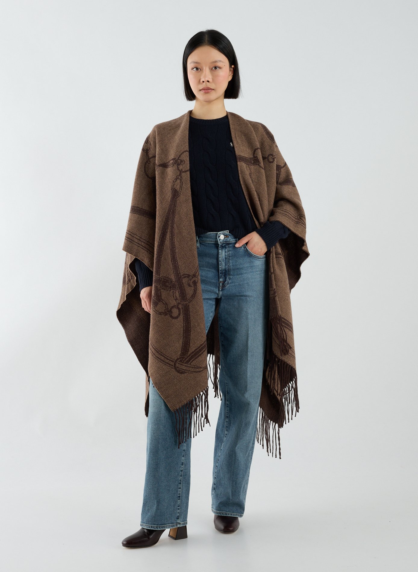 Mixed Wool Cape LAUREN Brown