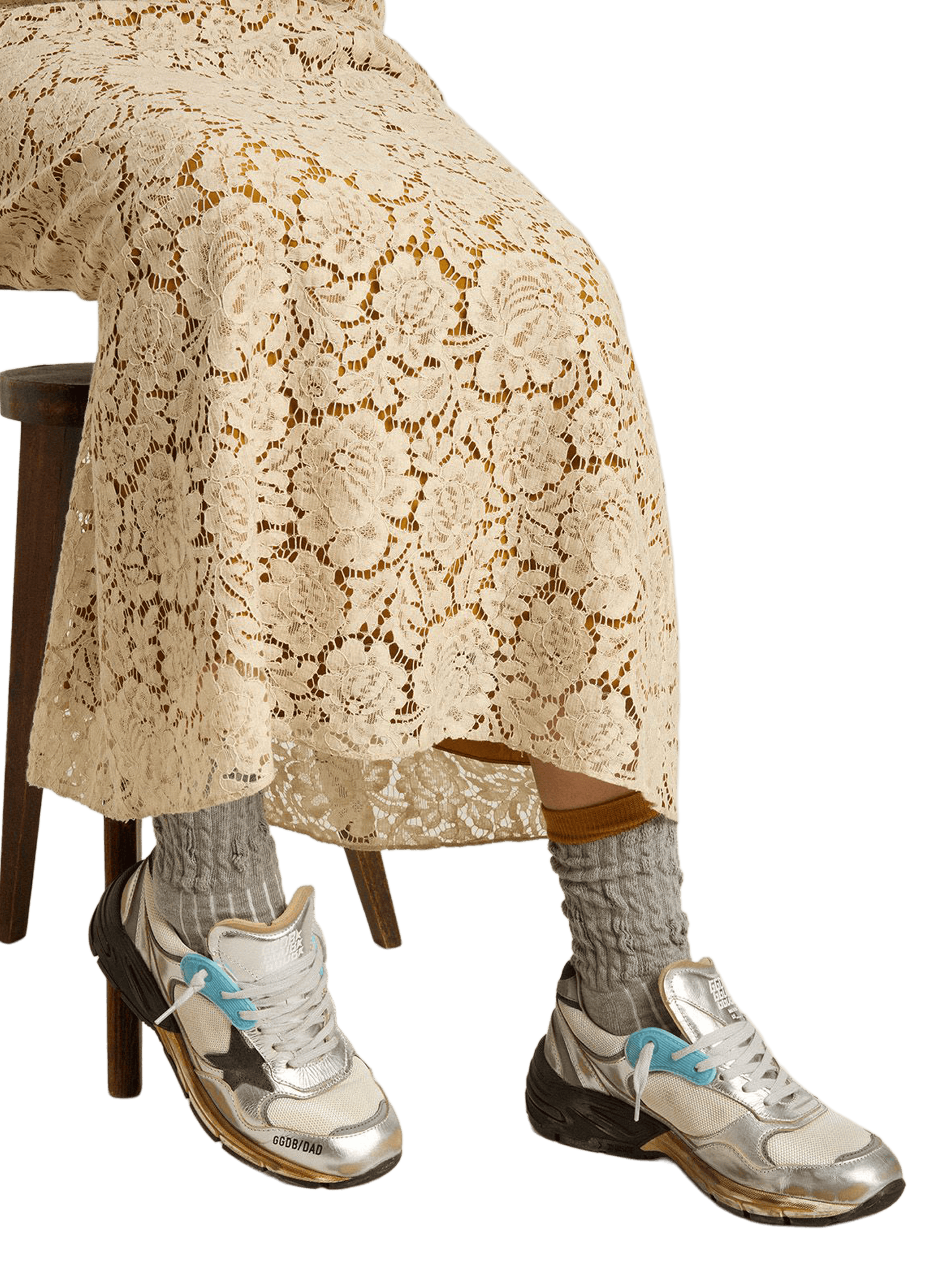 Baskets Dad Star en cuir mélangé GOLDEN GOOSE Argent